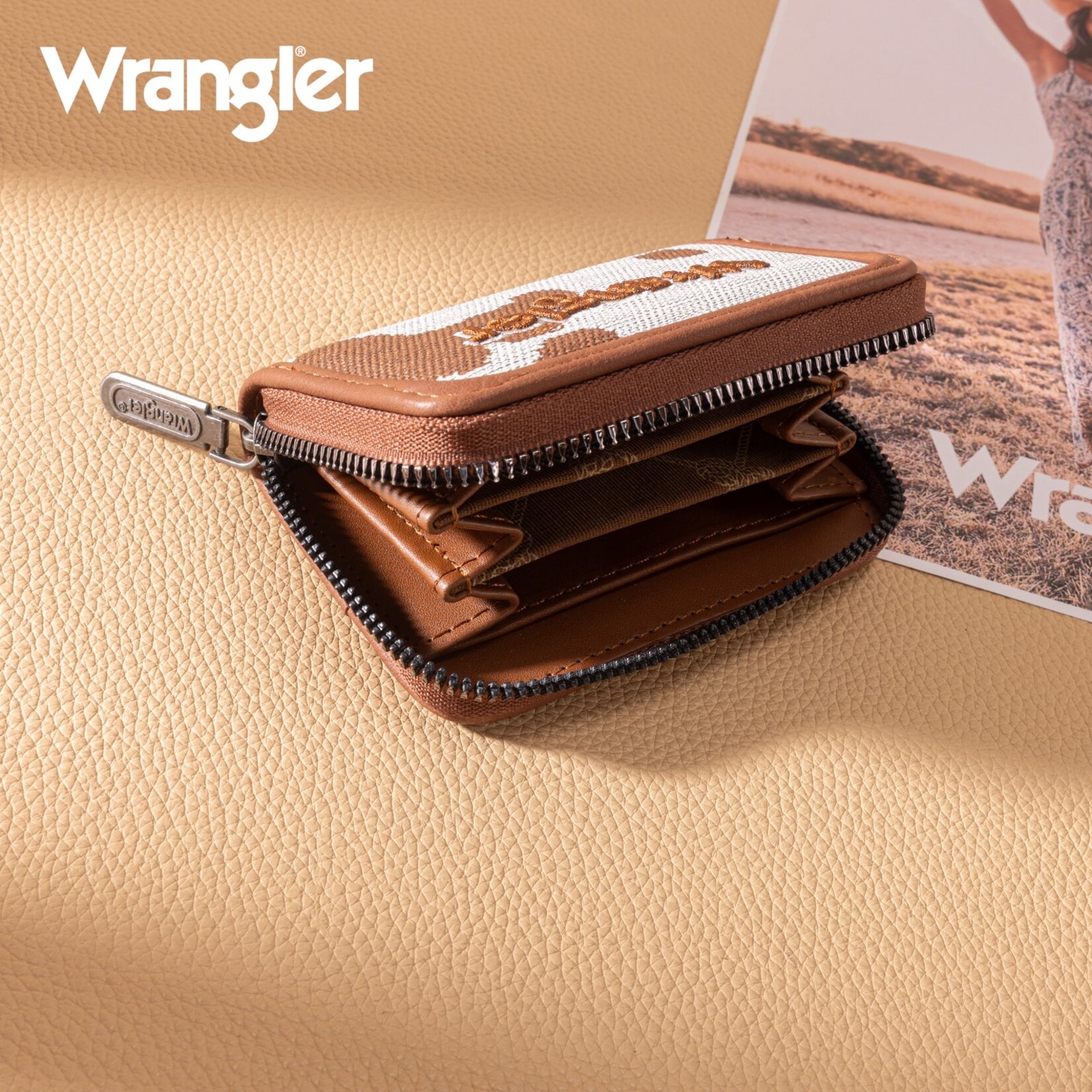 Wrangler WG301-W083BR - Brown - Wrangler Cow Print Small Wallet