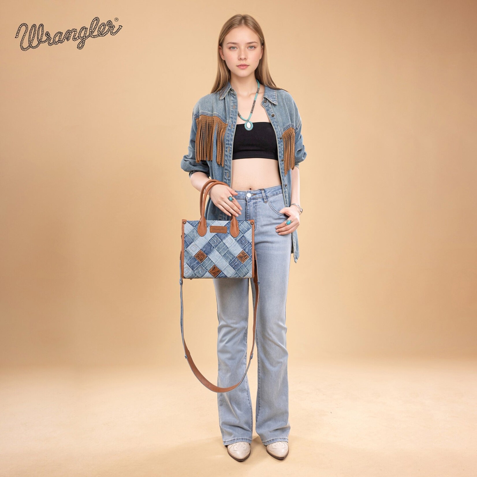 Wrangler WG210-8120SJN - Jean - Wrangler Woven Denim Concealed Carry Tote/Crossbody