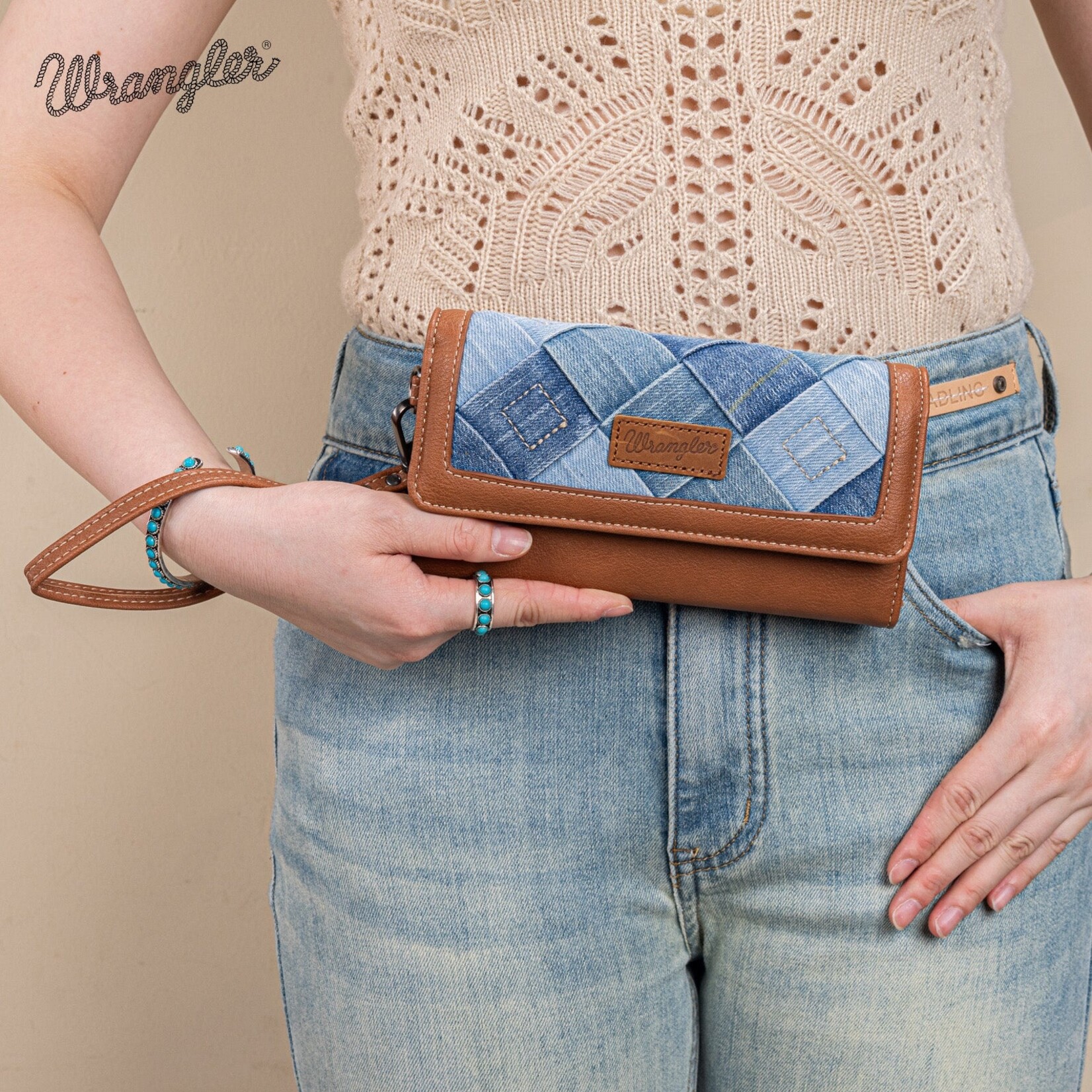 Wrangler WG210-W062JN - Jean - Wrangler Denim Woven Tri-Fold Wristlet/Wallet