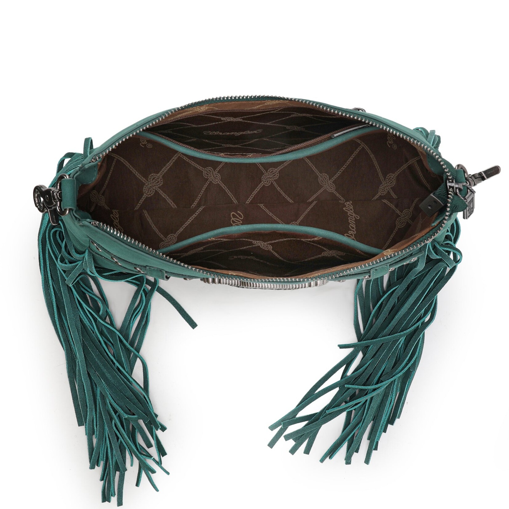 Wrangler WG241-2022TQ - Turquoise - Wrangler Fringe Buckle Hobo Bag/Crossbody Bag