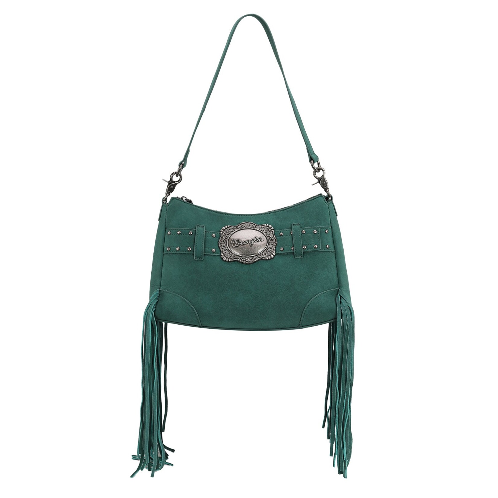Wrangler WG241-2022TQ - Turquoise - Wrangler Fringe Buckle Hobo Bag/Crossbody Bag