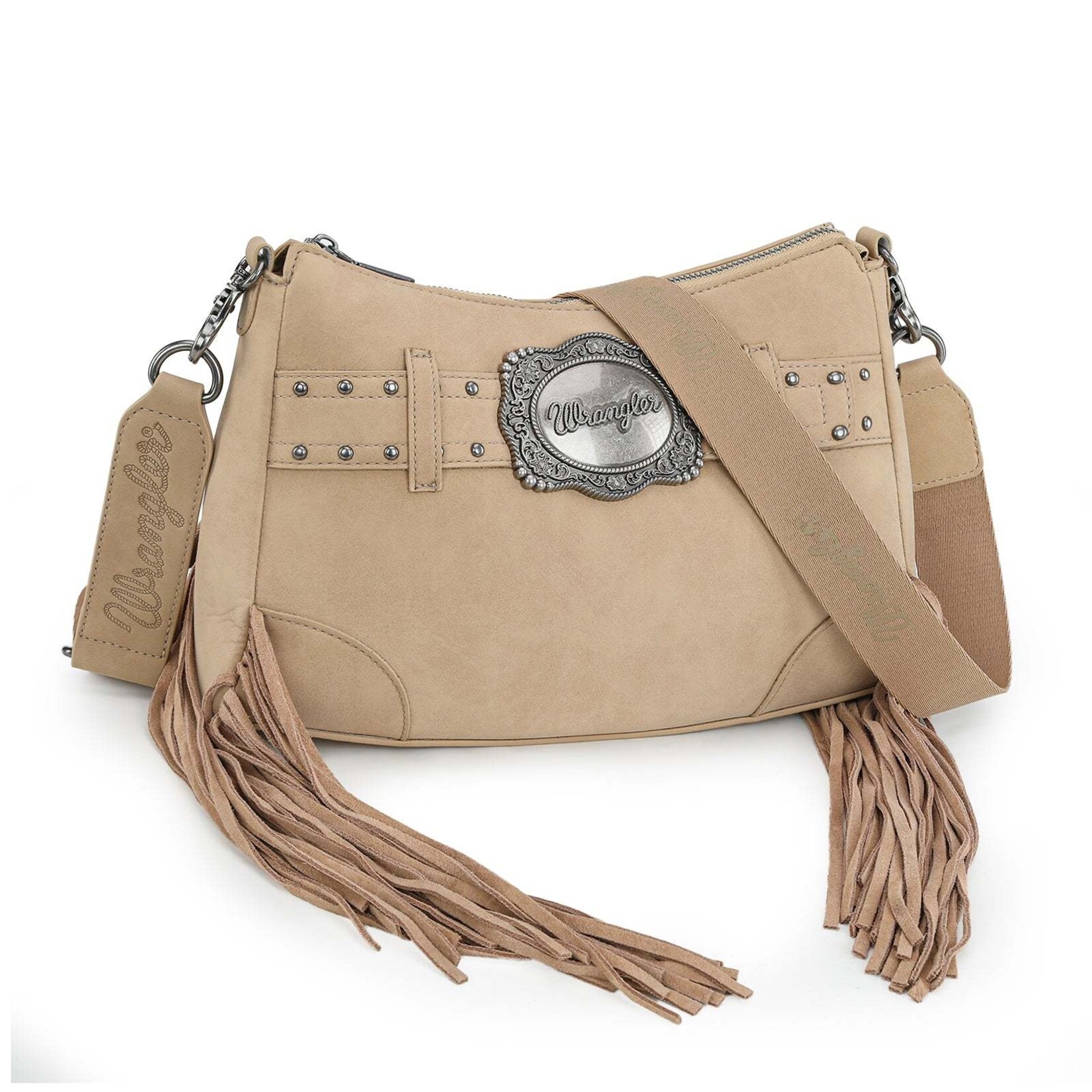 Wrangler WG241-2022TN - Tan - Wrangler Fringe Buckle Hobo Bag/Crossbody Bag