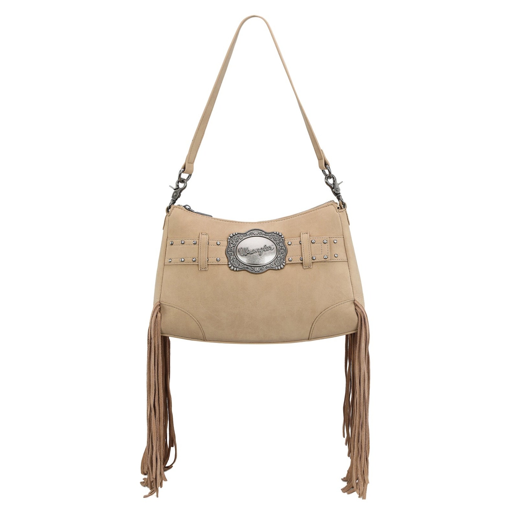 Wrangler WG241-2022TN - Tan - Wrangler Fringe Buckle Hobo Bag/Crossbody Bag