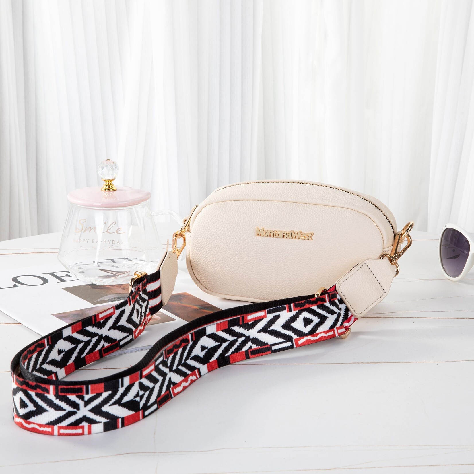 Montana West Inc MWC-086BWT - White - Montana West Small Crossbody Bag/Camera Bag