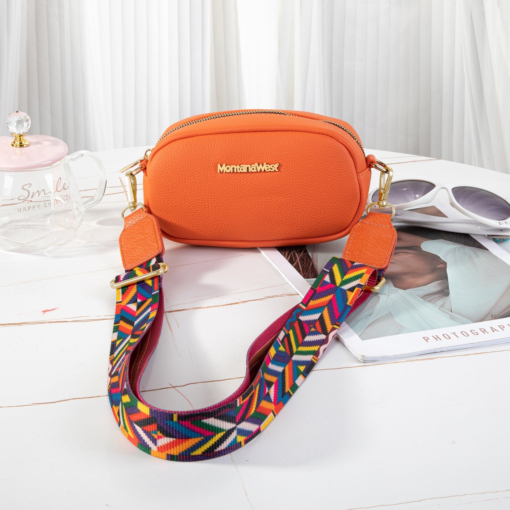 Montana West Inc MWC-086BOR - Orange - Montana West Small Crossbody Bag/Camera Bag