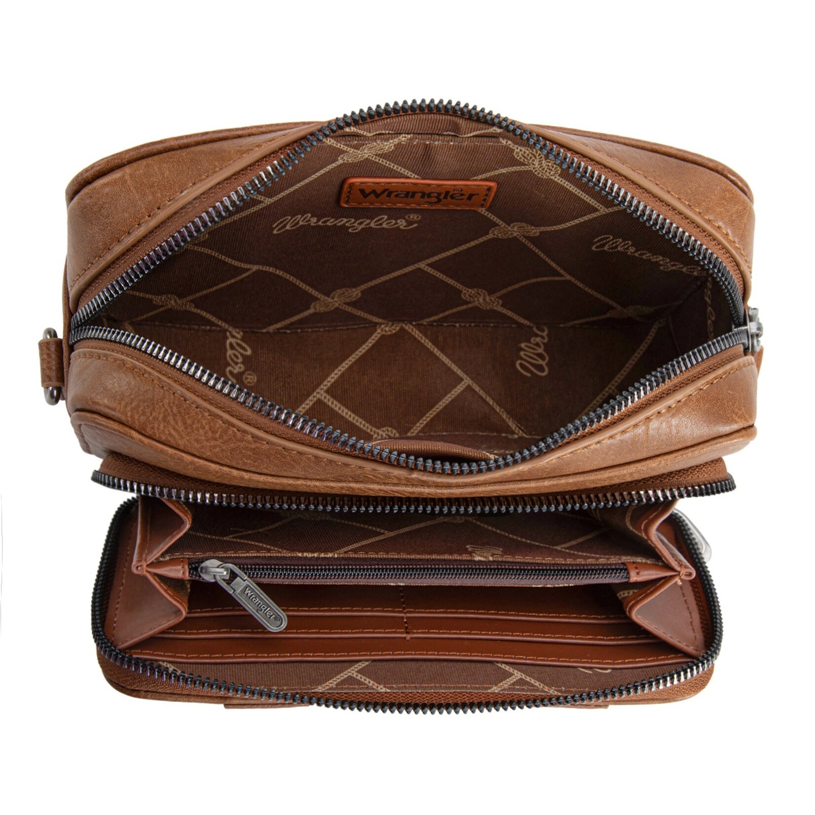 Wrangler WG2207-30031BR - Brown - Wrangler Crossbody Purse With Wallet Compartment