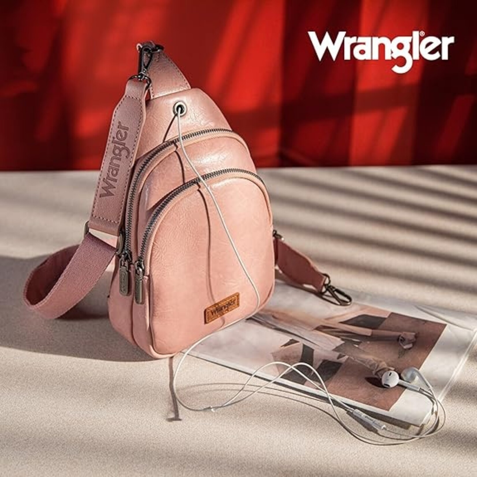 Wrangler WG87-227PK - Pink - Wrangler Sling Bag/Crossbody/Chest Bag Dual Zippered Compartment
