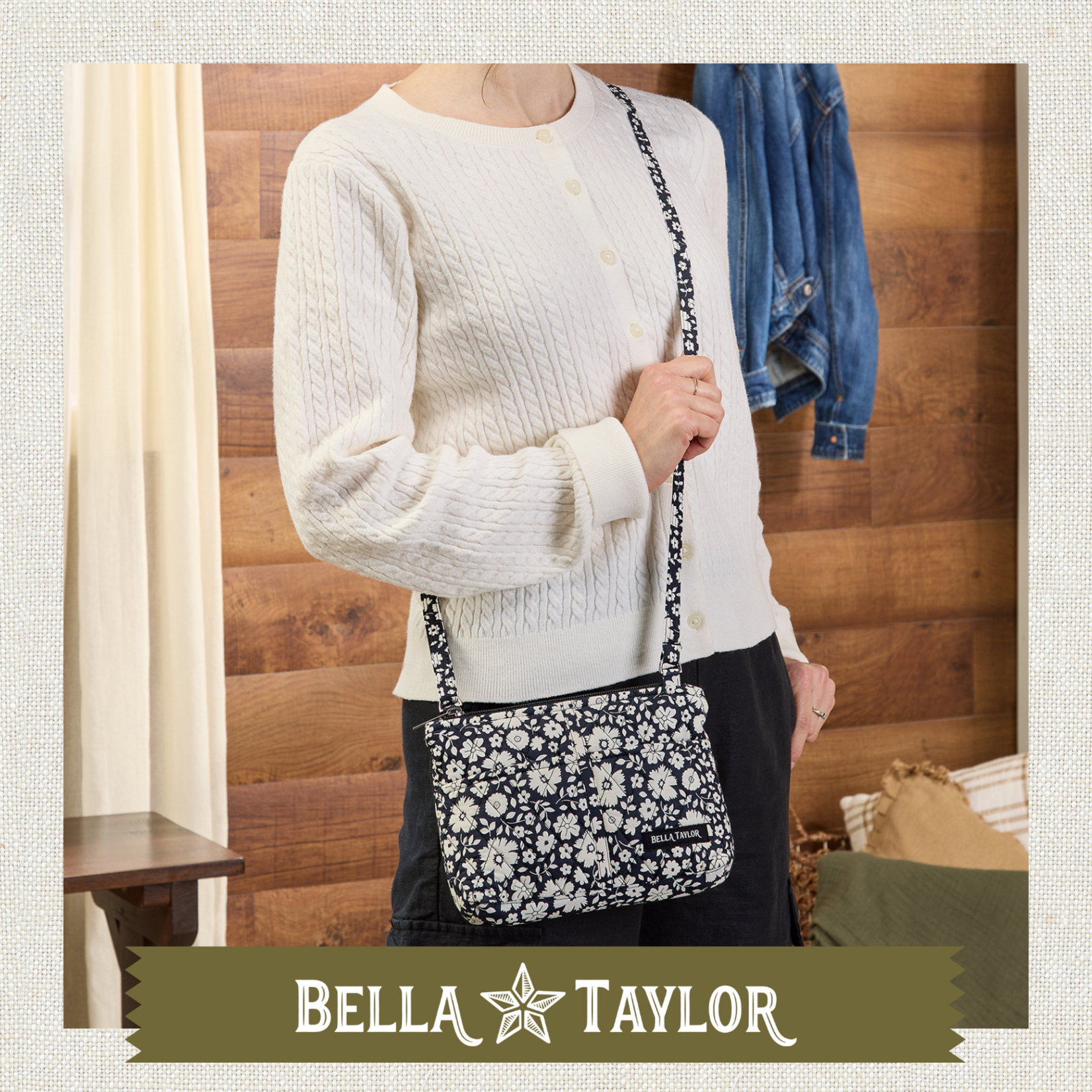 Bella Taylor Essentials Wallet Crossbody - Bicolor Floral Black