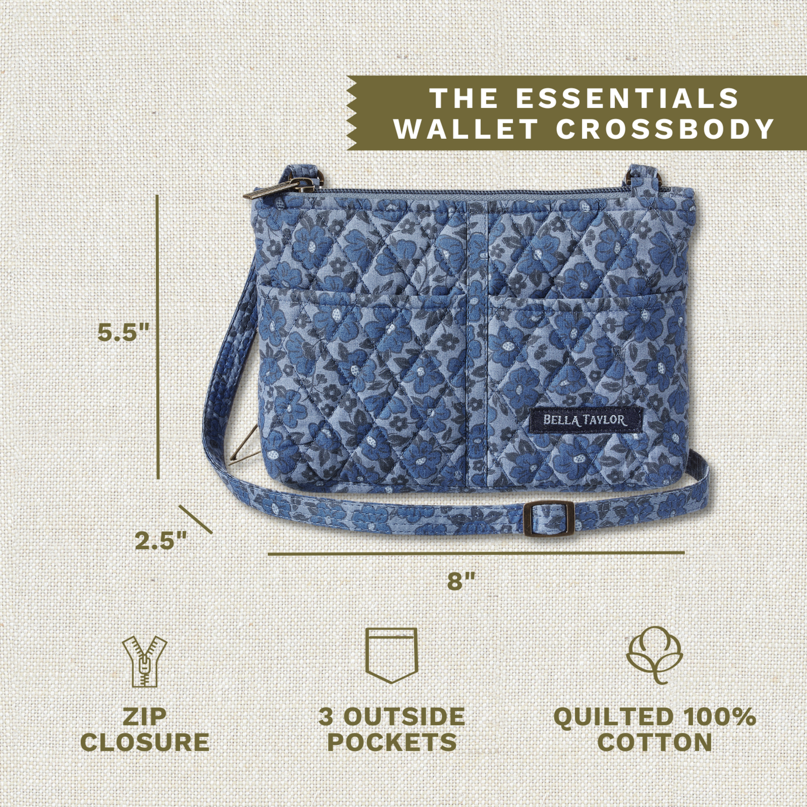 Bella Taylor Essentials Wallet Crossbody - Navy Floral
