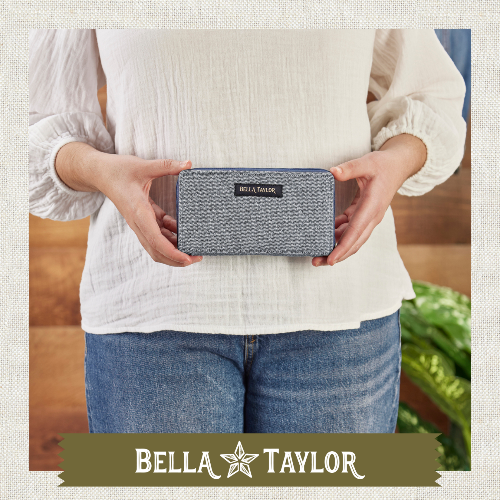 Bella Taylor RFID Slim Card Wallet - Blue Chambray