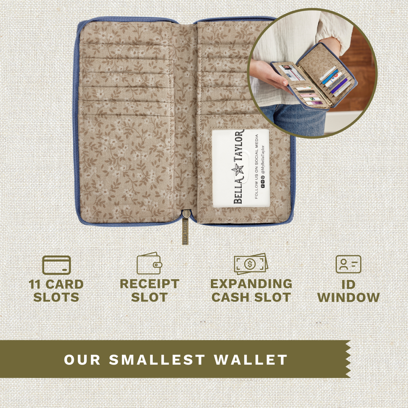 Bella Taylor RFID Slim Card Wallet - Blue Chambray