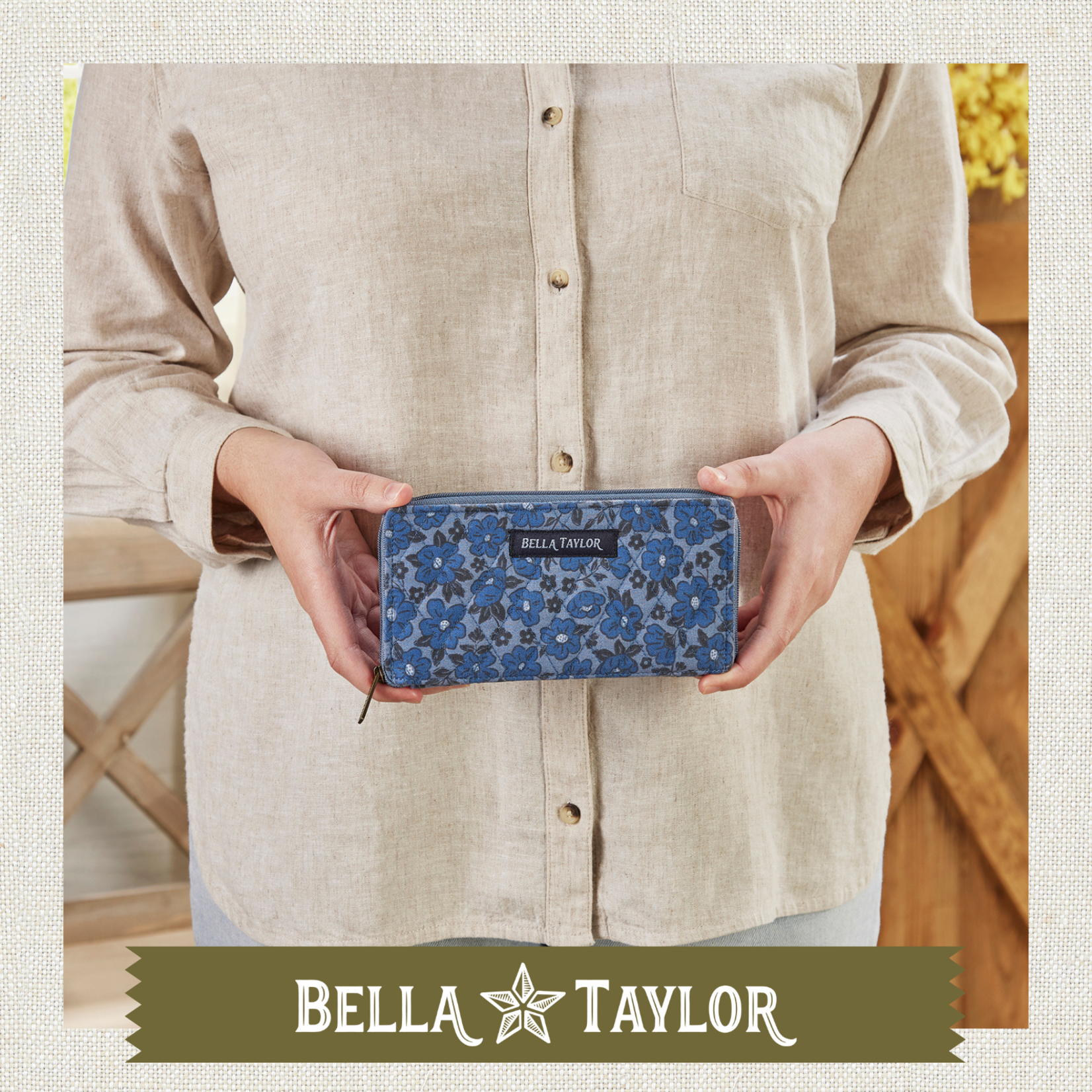 Bella Taylor RFID Slim Card Wallet - Navy Floral
