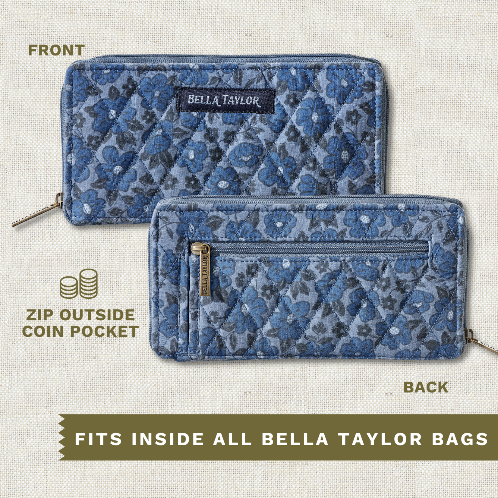 Bella Taylor RFID Slim Card Wallet - Navy Floral
