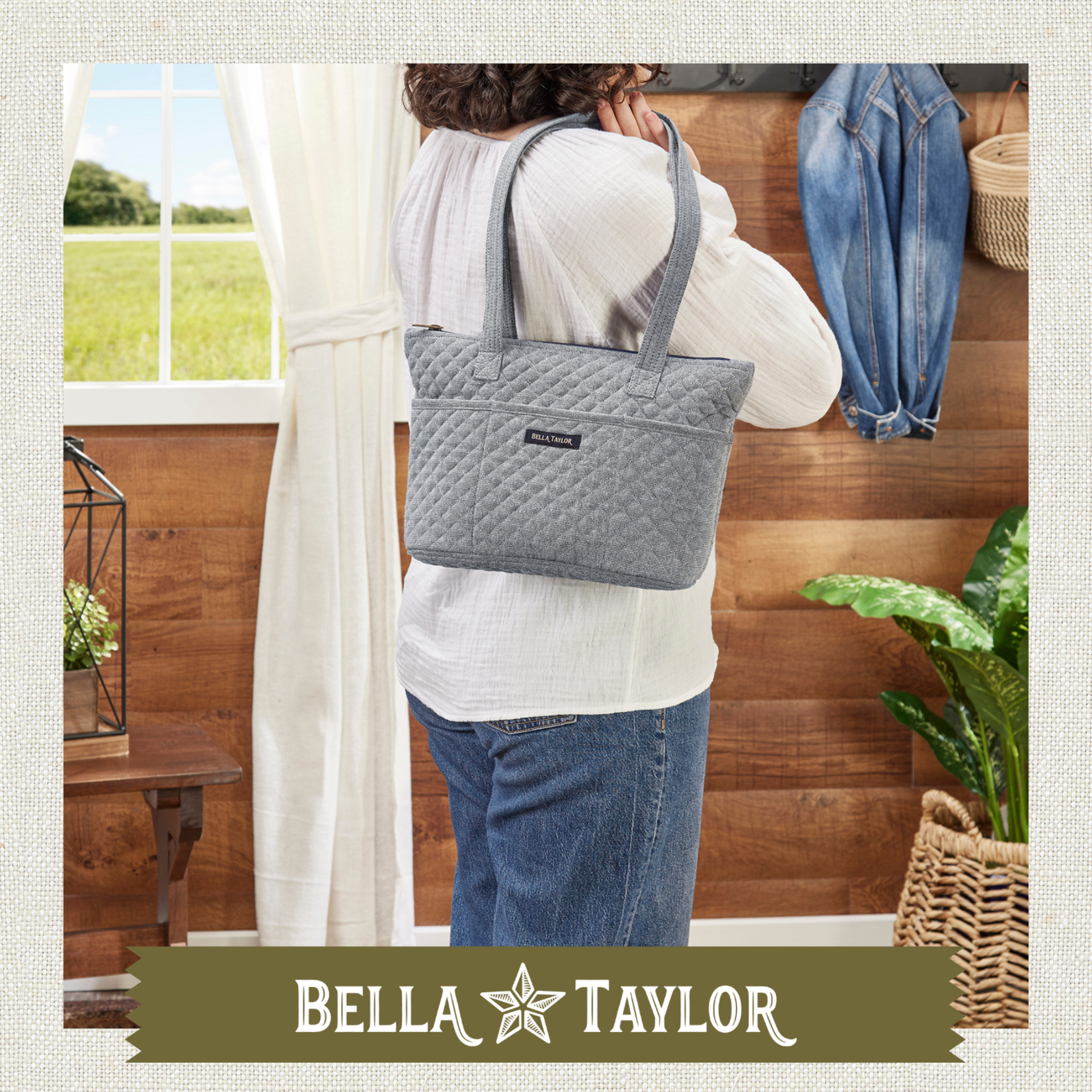 Bella Taylor Small Shoulder Tote - Blue Chambray