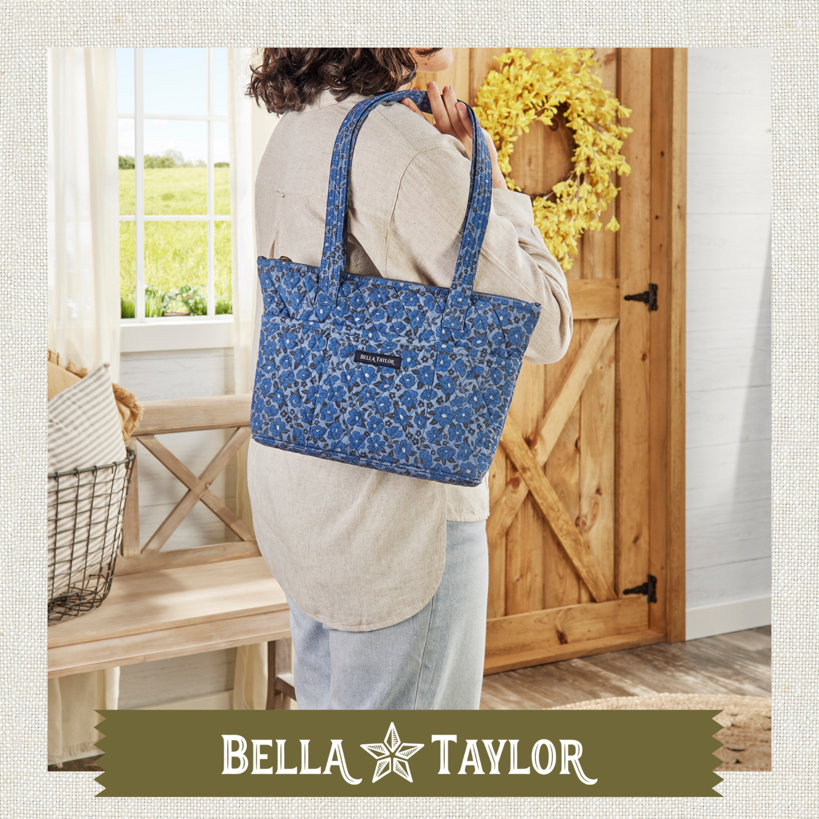Bella Taylor Small Shoulder Tote - Navy Floral