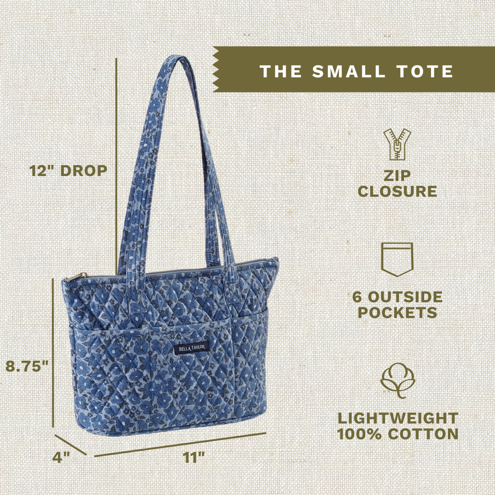 Bella Taylor Small Shoulder Tote - Navy Floral