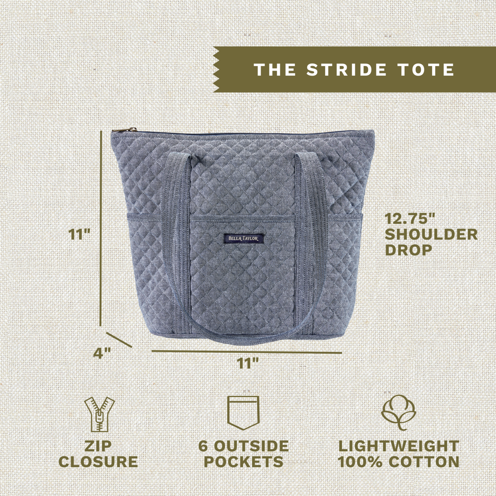 Bella Taylor Stride Tote - Blue Chambray