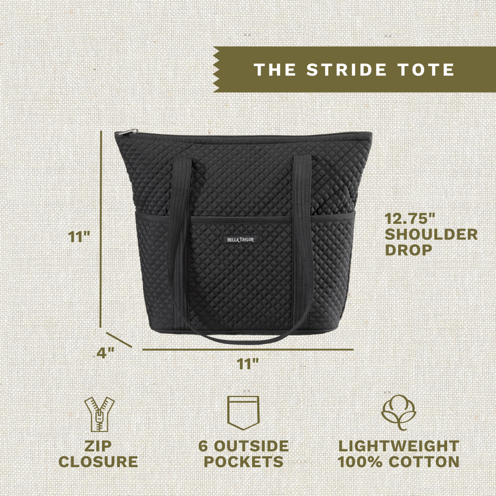 Bella Taylor Stride Tote - Solid Black