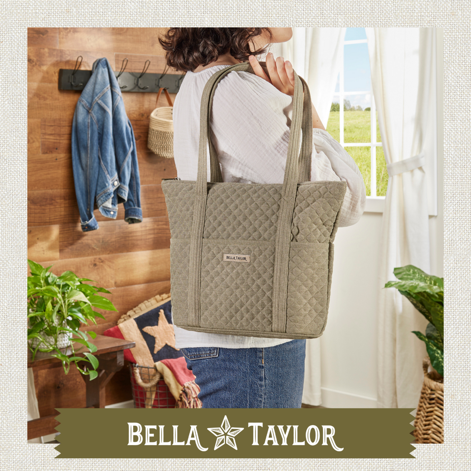 Bella Taylor Stride Tote - Khaki Chambray