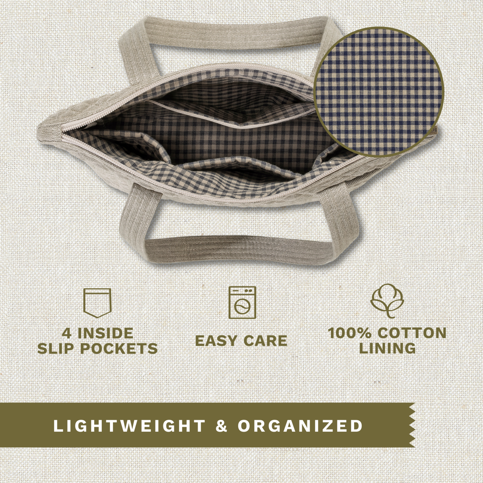 Bella Taylor Stride Tote - Khaki Chambray