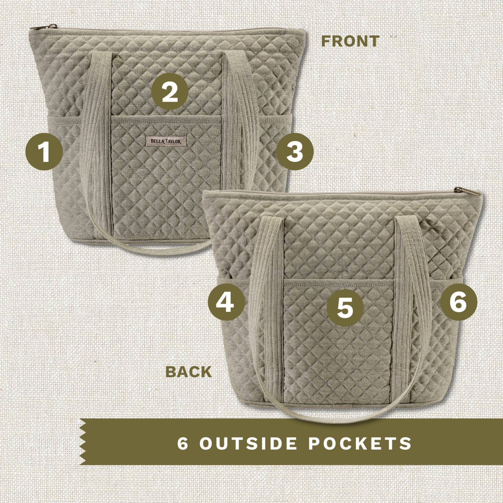 Bella Taylor Stride Tote - Khaki Chambray