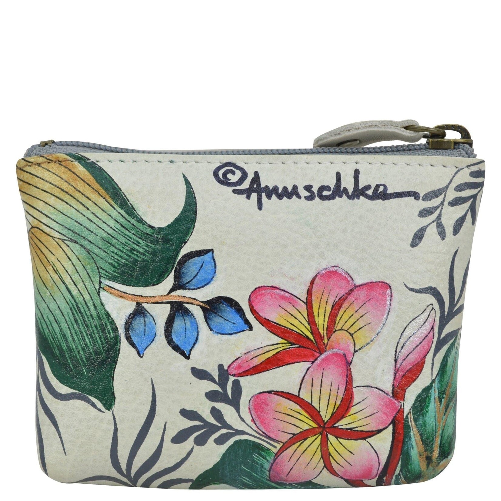 Anuschka 1031-JQN-IVR:  Jungle Queen Ivory - Coin Zip Pouch