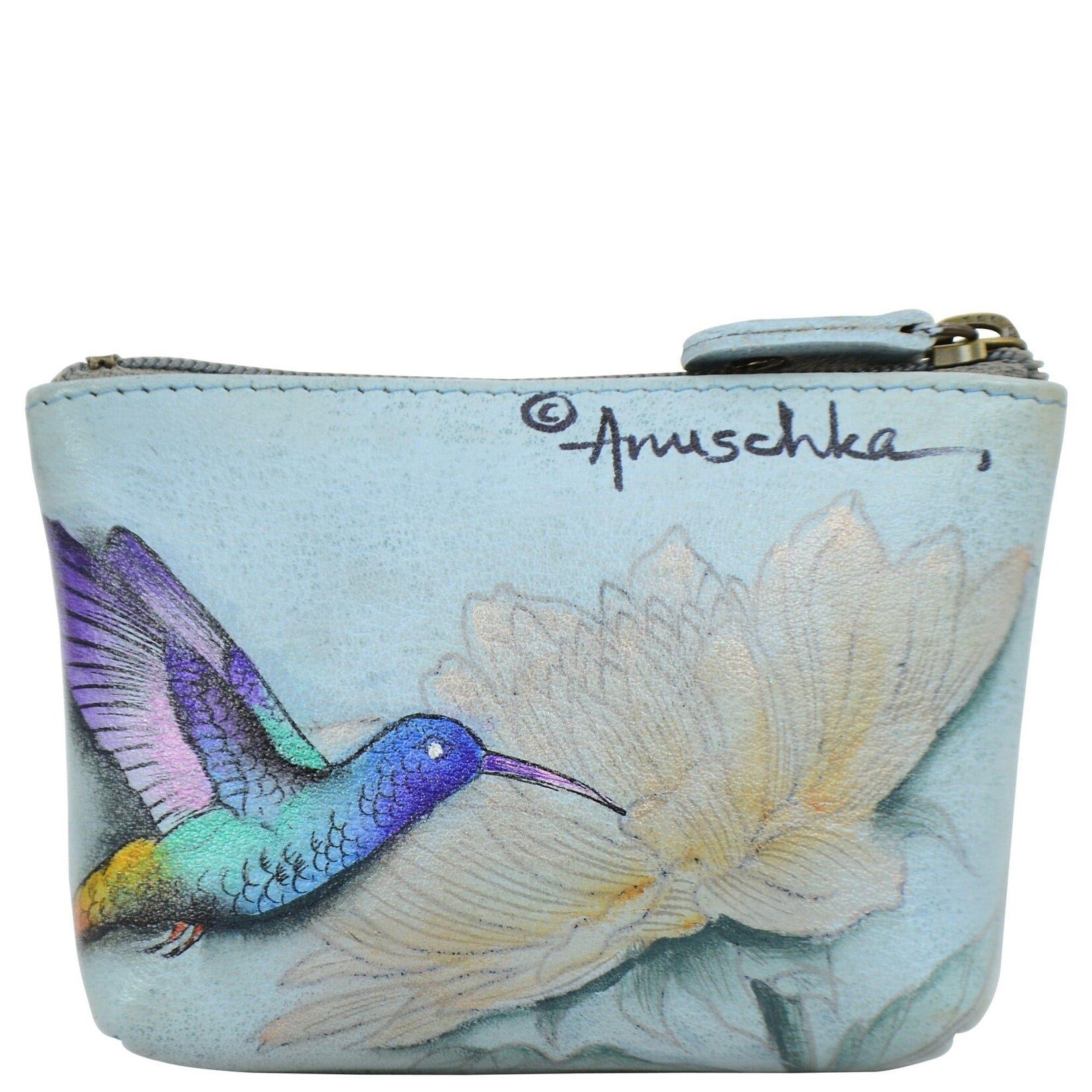 Anuschka 1031-RBW :  Rainbow Birds - Coin Zip Pouch