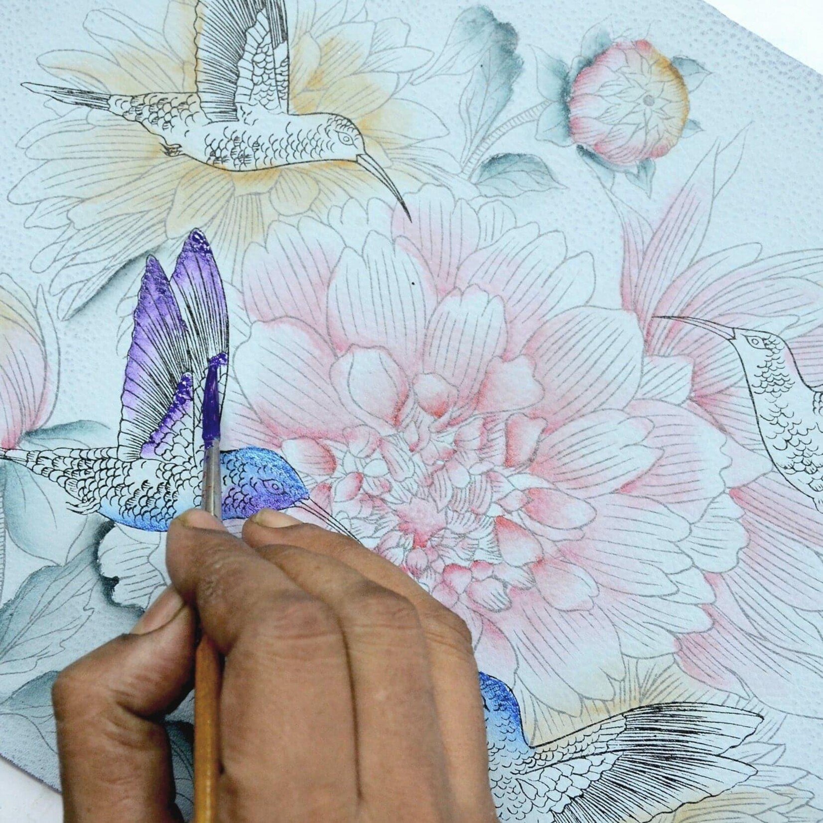 Anuschka 1031-RBW :  Rainbow Birds - Coin Zip Pouch