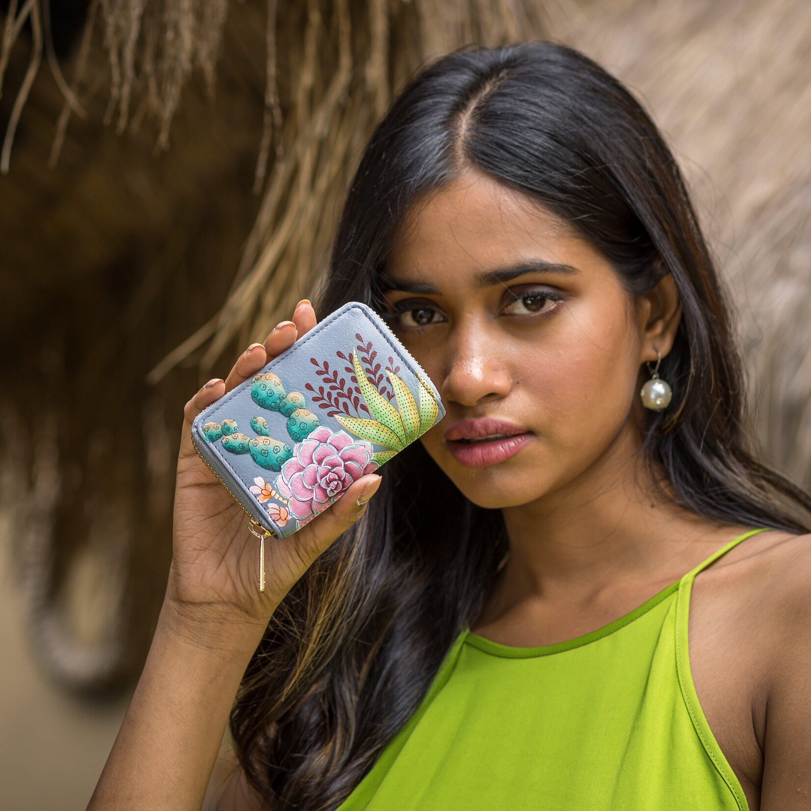 Anuschka 1110-DTG:  Regal Peacock - Accordion Style Credit and Business Card Holder