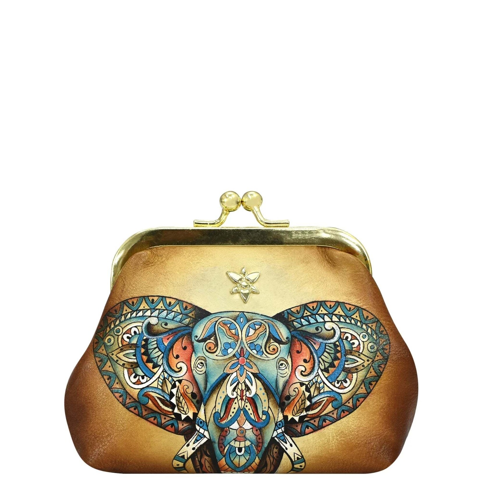 Anuschka 1177-ELM : Clasp Pouch with Key Fob - Elephant Mandala