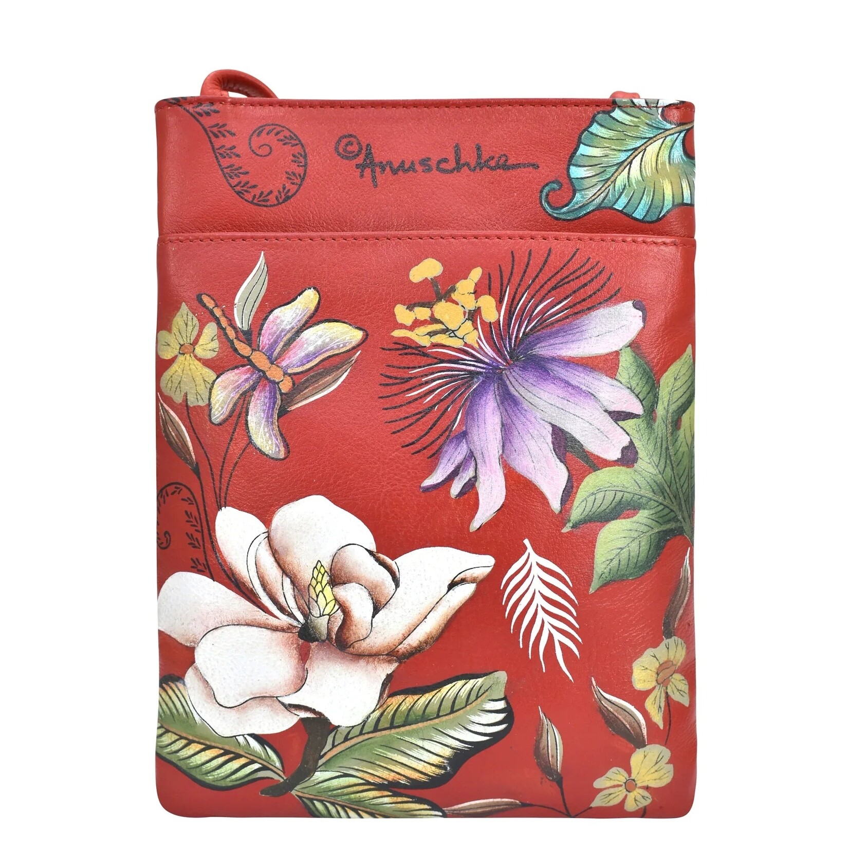 Anuschka 448-CRN: Crimson Garden - Travel Crossbody