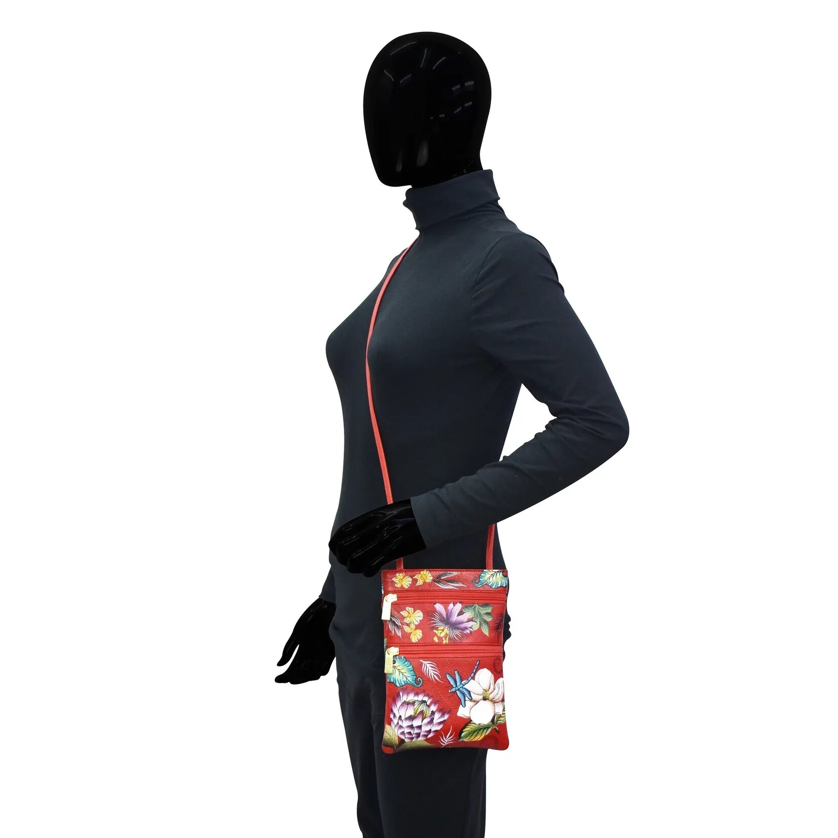 Anuschka 448-CRN: Crimson Garden - Travel Crossbody