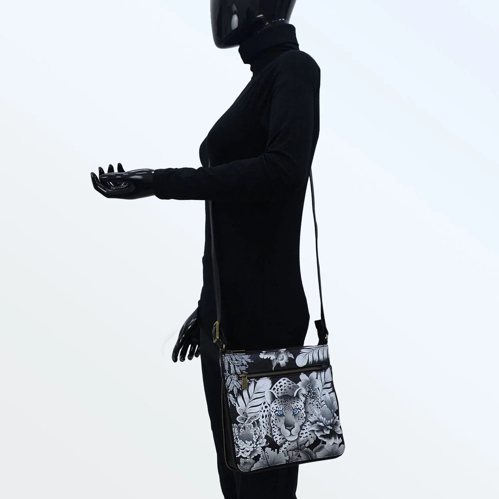 Anuschka 550-CLP:  Cleopatra's Leopard - Leather Expandable Travel Crossbody