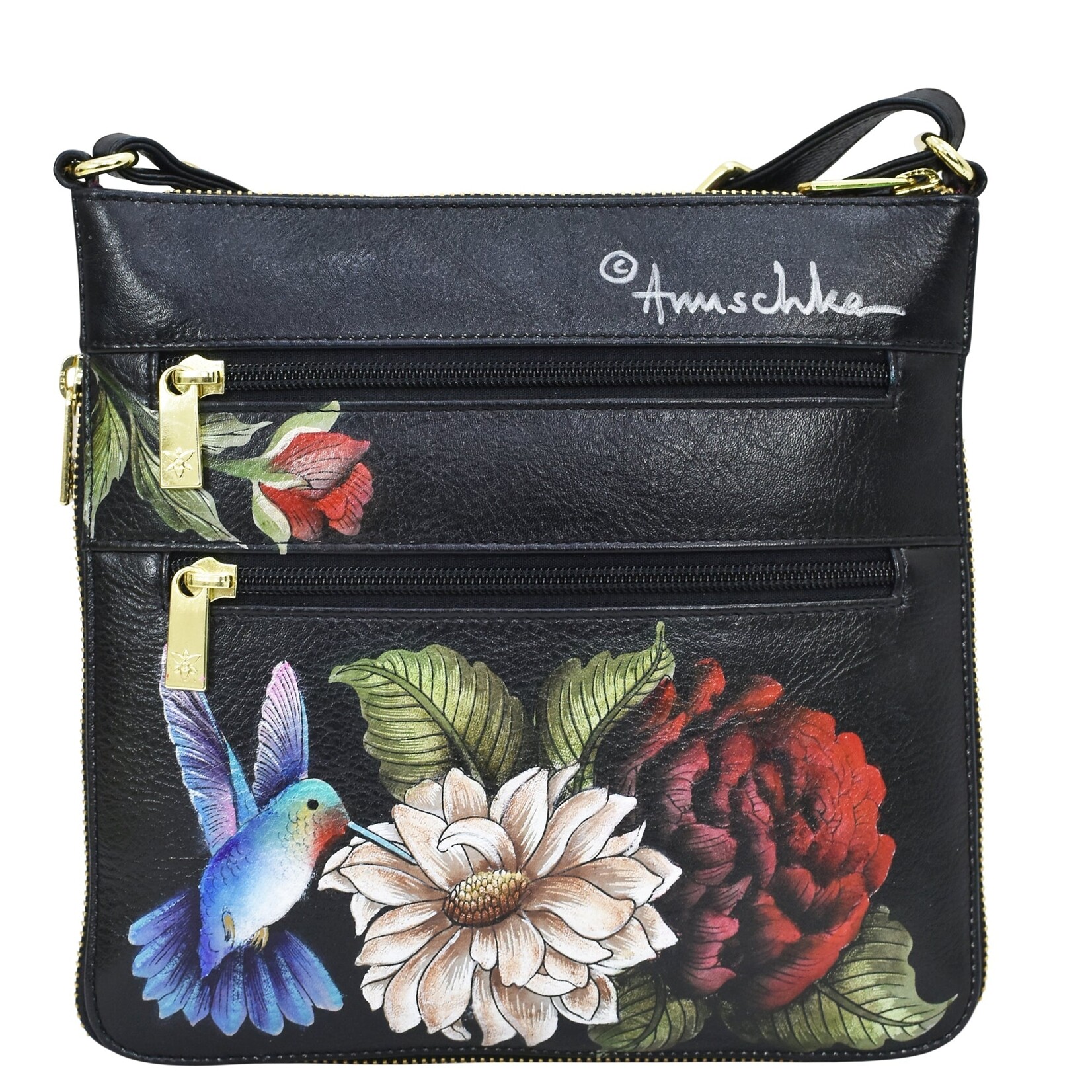 Anuschka 550-HMH: Hummingbird Heaven - Leather Expandable Travel Crossbody