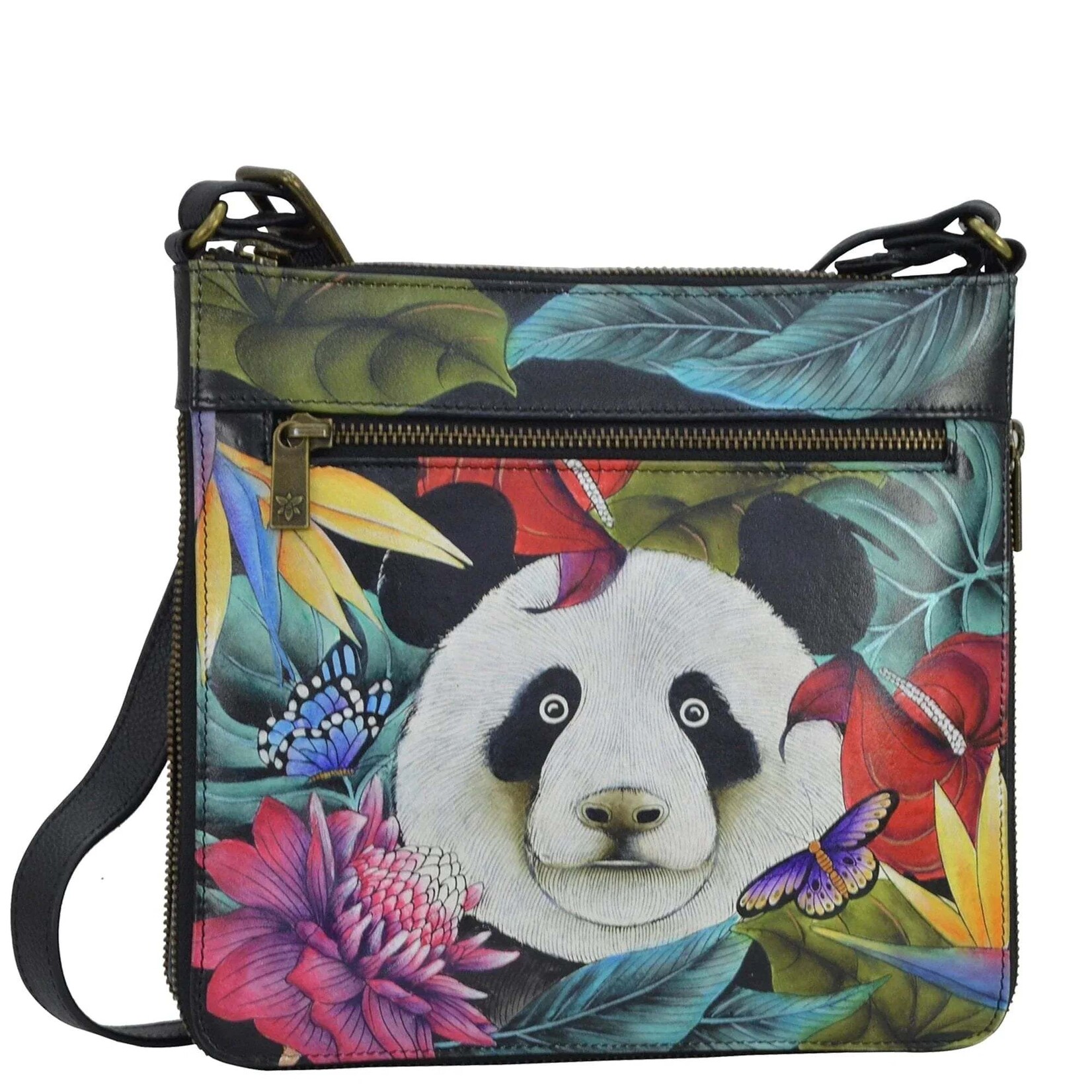 Anuschka 550-HPP:  Happy Panda - Leather Expandable Travel Crossbody