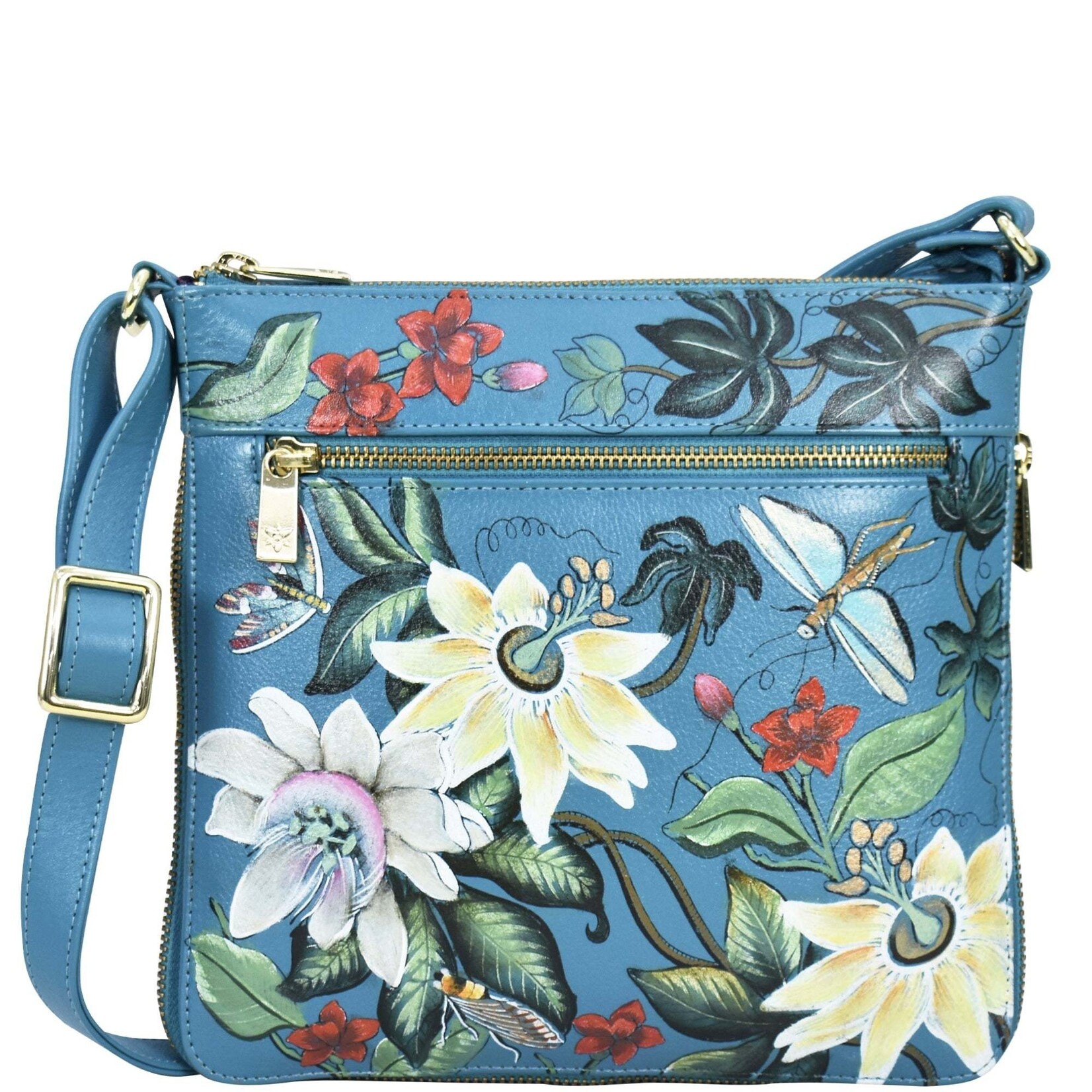 Anuschka 550-RGR: Royal Garden - Leather Expandable Travel Crossbody