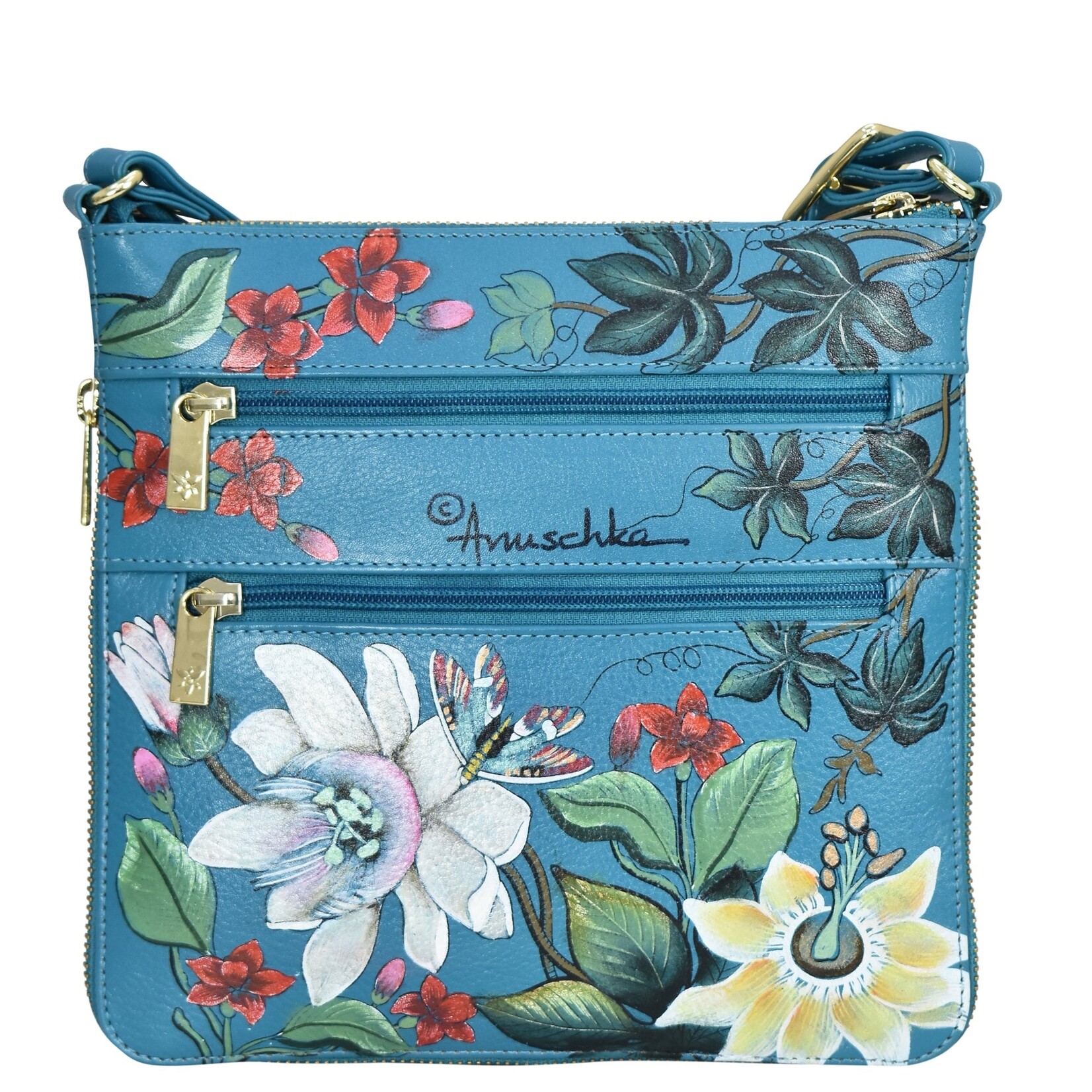 Anuschka 550-RGR: Royal Garden - Leather Expandable Travel Crossbody