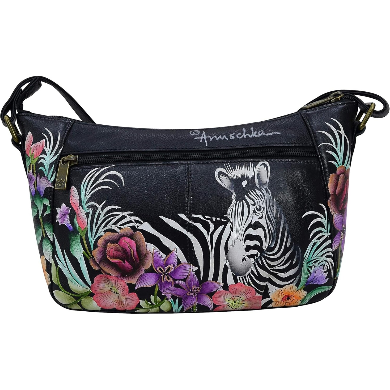 Anuschka 670-PLZ:  Playful Zebras - Medium Shoulder Bag