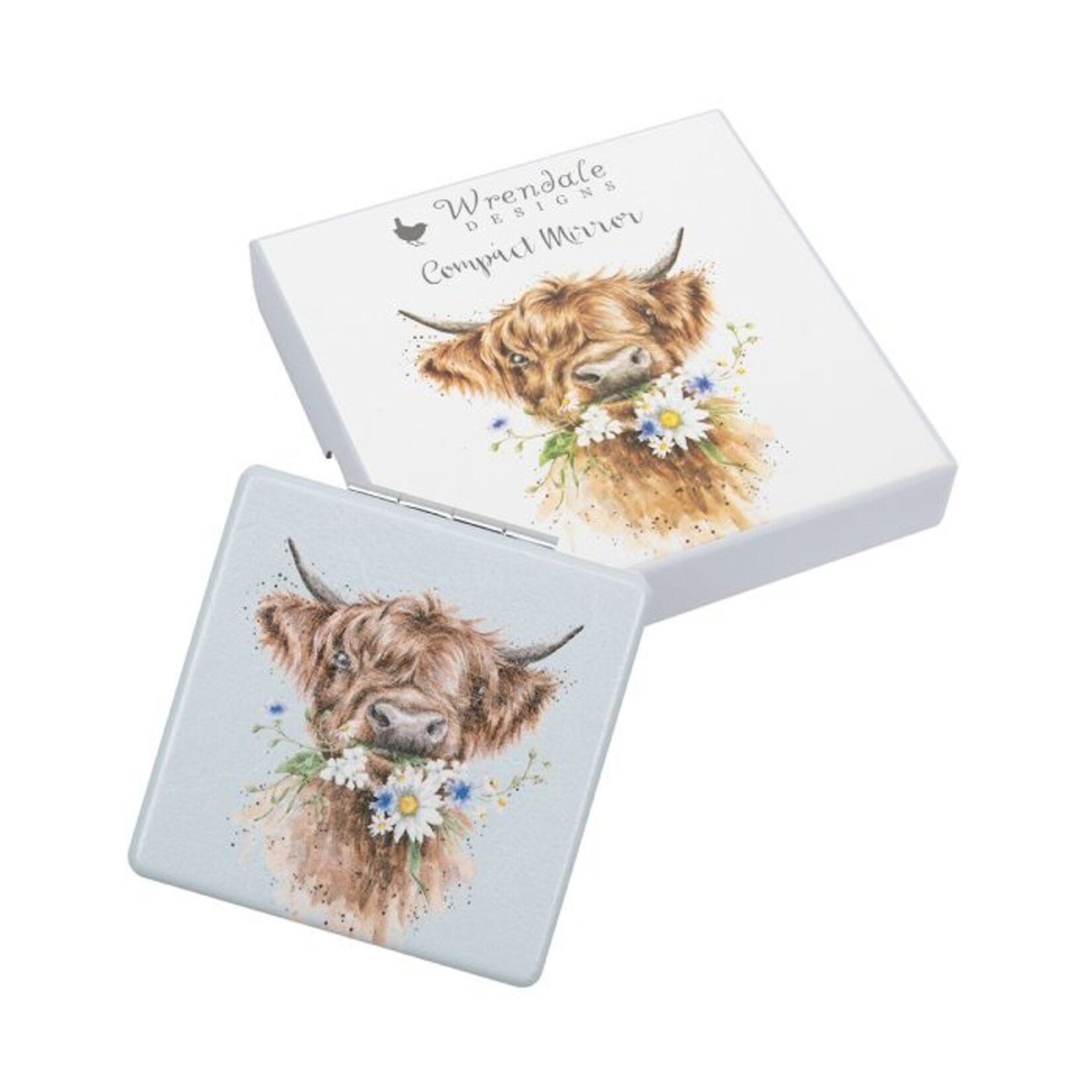 Wrendale Designs MR017 Compact Mirror - 'Daisy Coo' Highland Cow