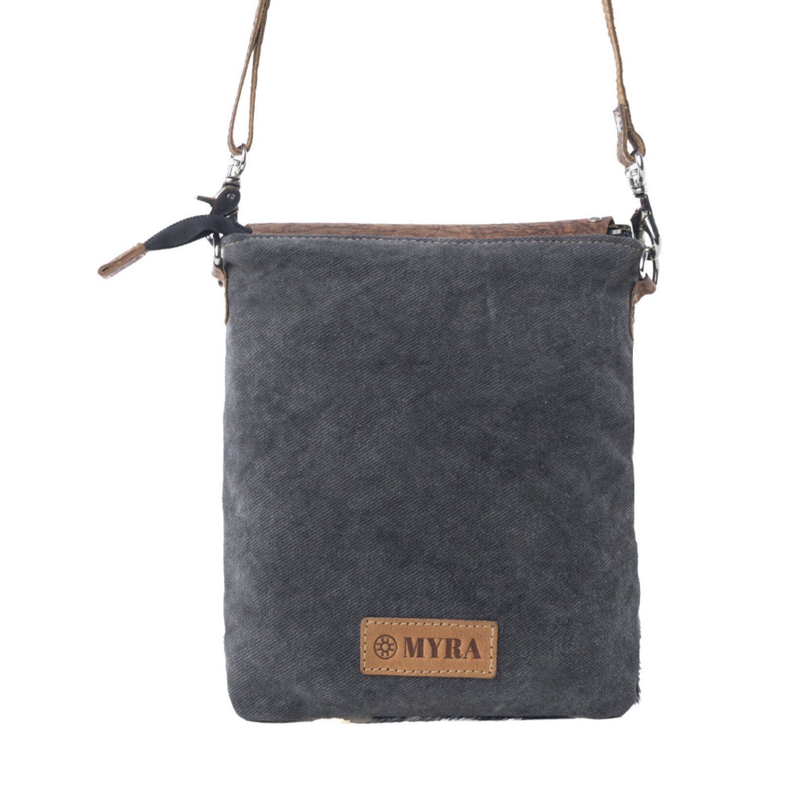 Myra Bags S-14312 Stonebrook Canvas & Hairon Bag - Spotted Ivory