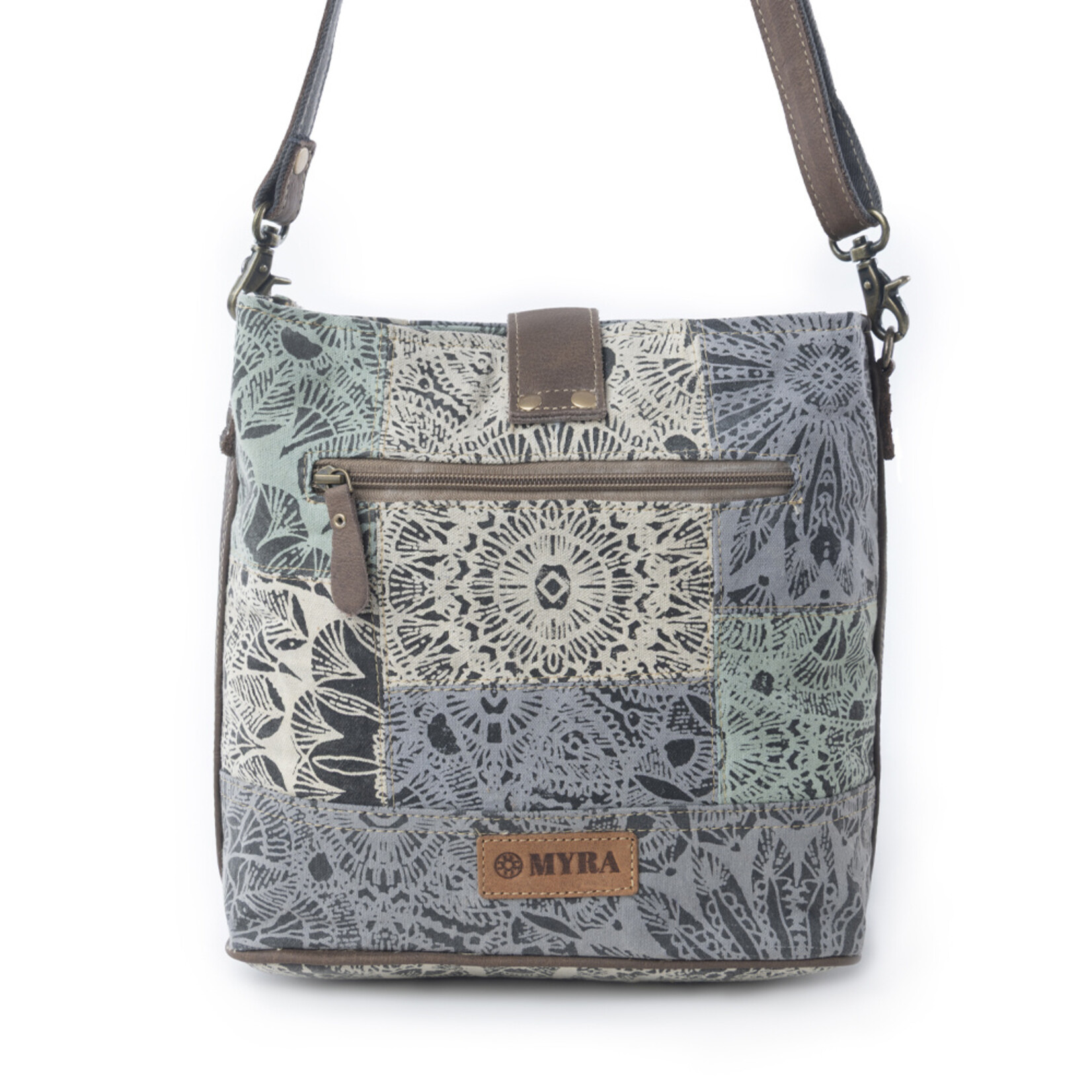 Myra Bags S-14314 Willow Trace Canvas & Hairon Bag - Geo Sage