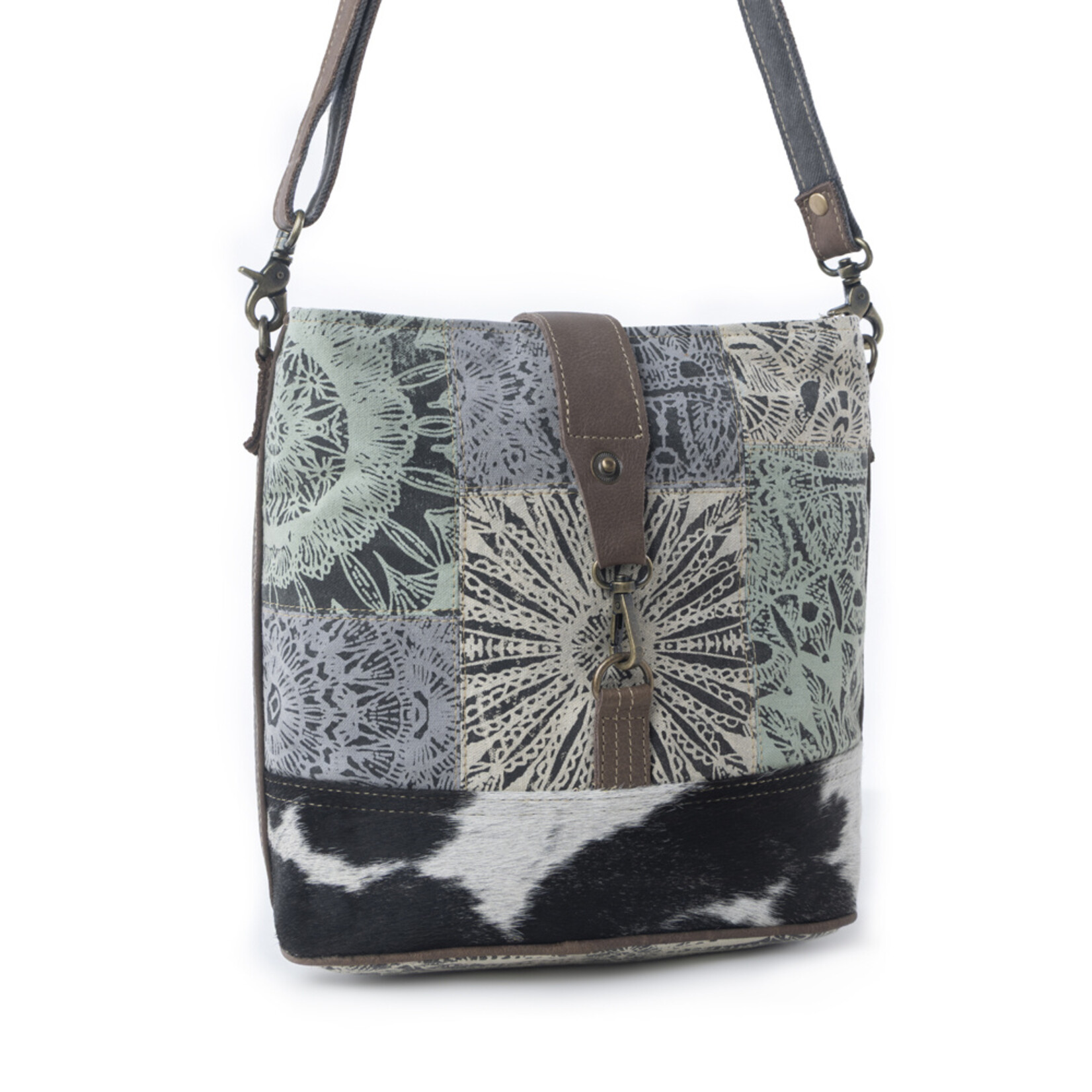 Myra Bags S-14314 Willow Trace Canvas & Hairon Bag - Geo Sage