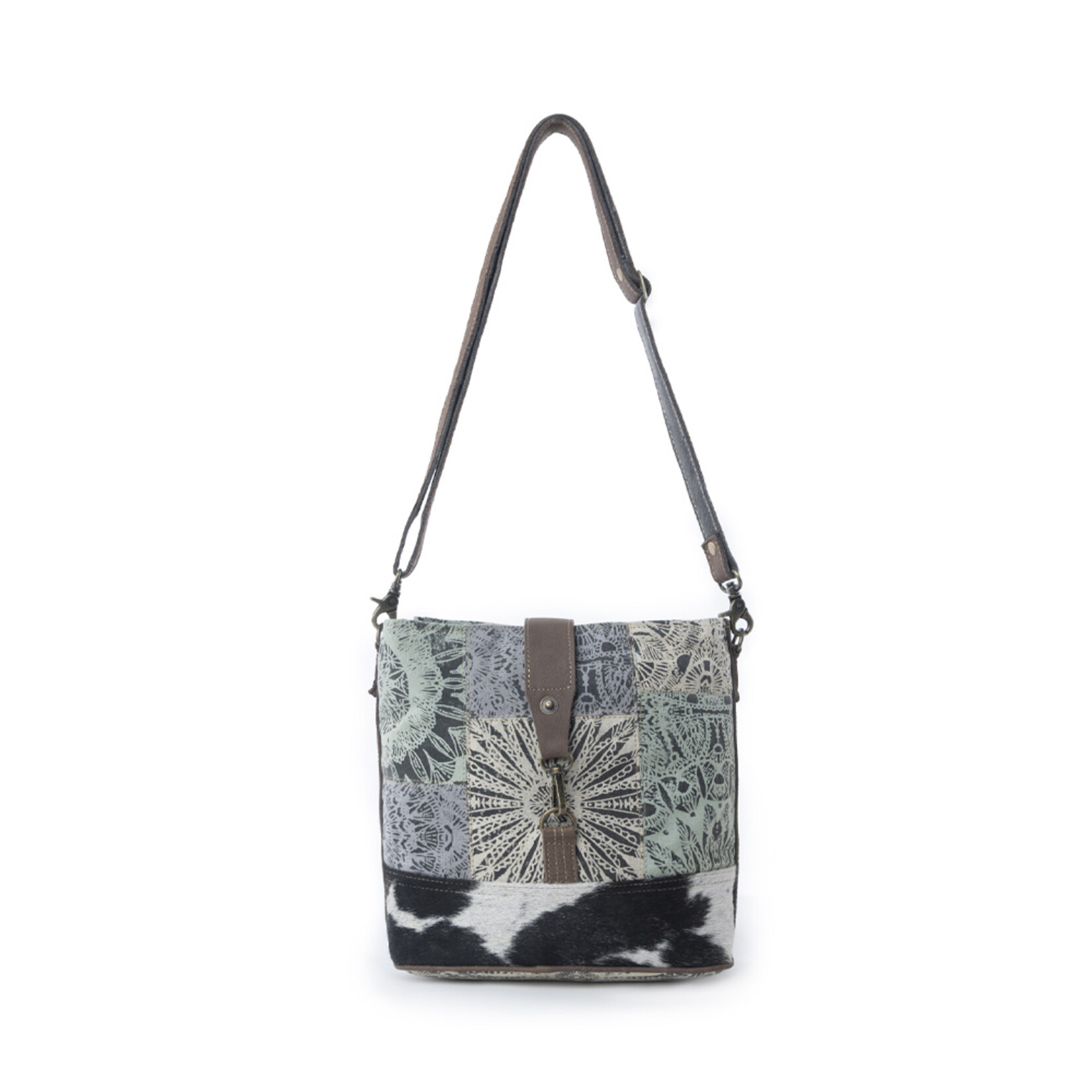 Myra Bags S-14314 Willow Trace Canvas & Hairon Bag - Geo Sage