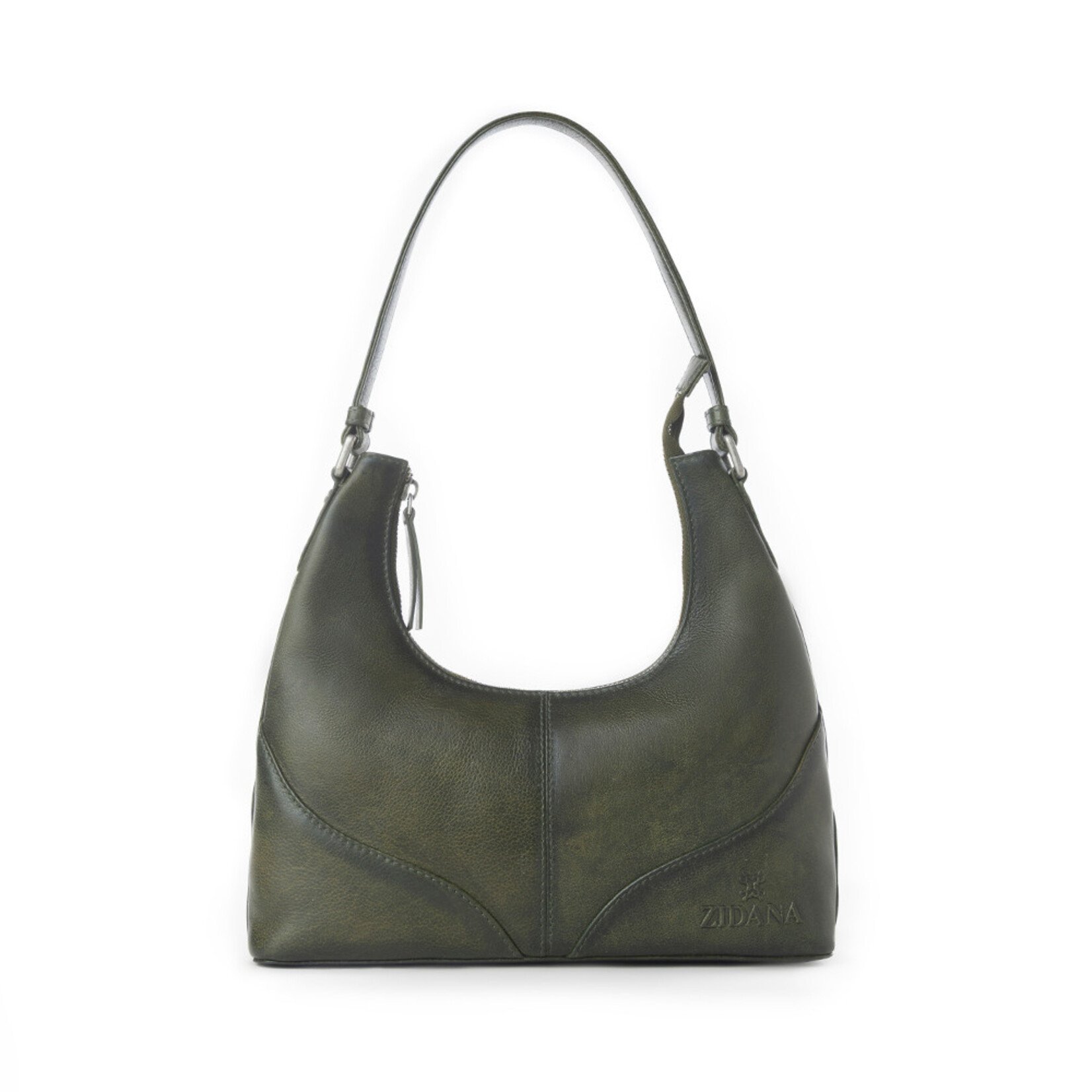 Myra Bags S-13837 Midnight Olive - Zidana Winchester Loop Veg Tanned Leather Shoulder Bag