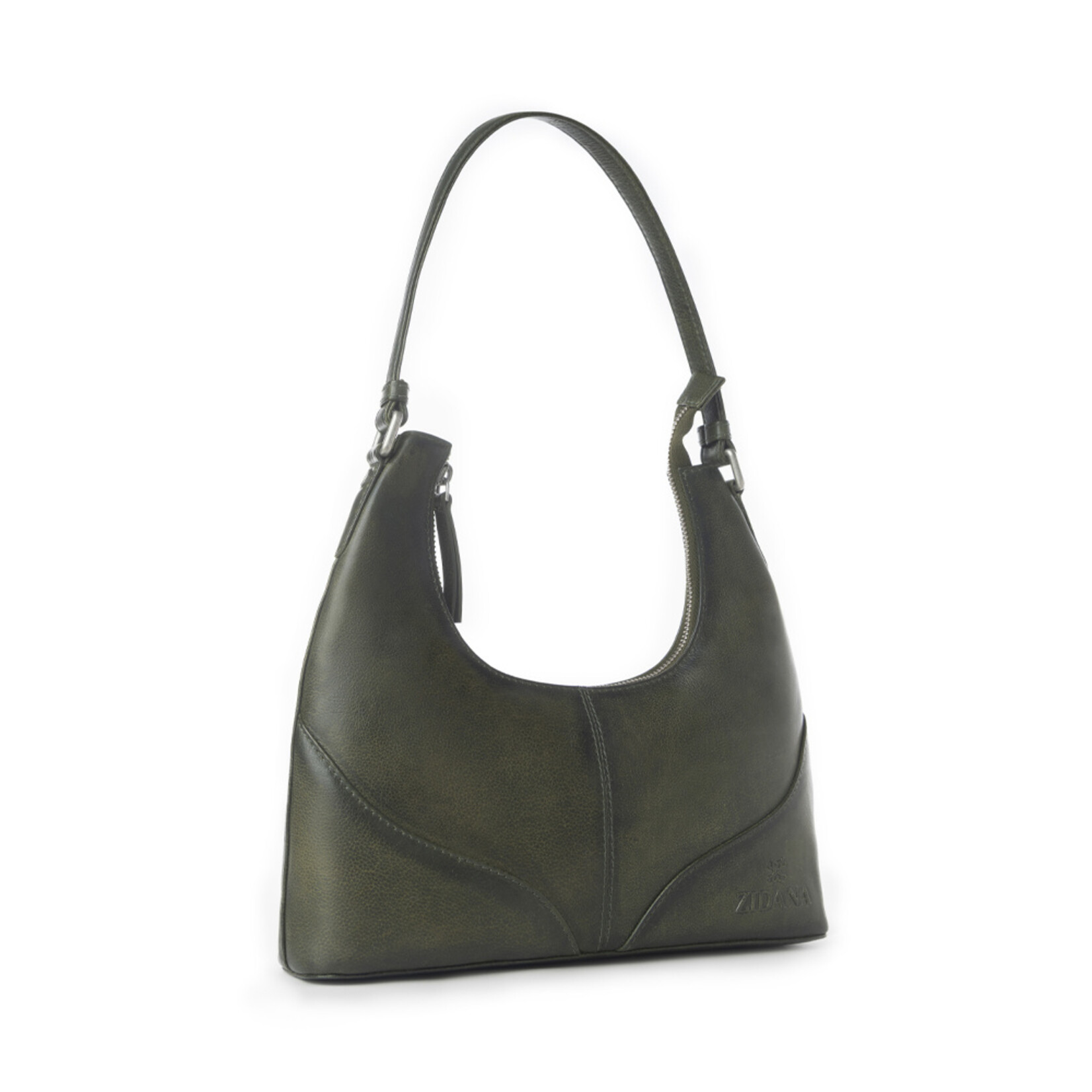 Myra Bags S-13837 Midnight Olive - Zidana Winchester Loop Veg Tanned Leather Shoulder Bag