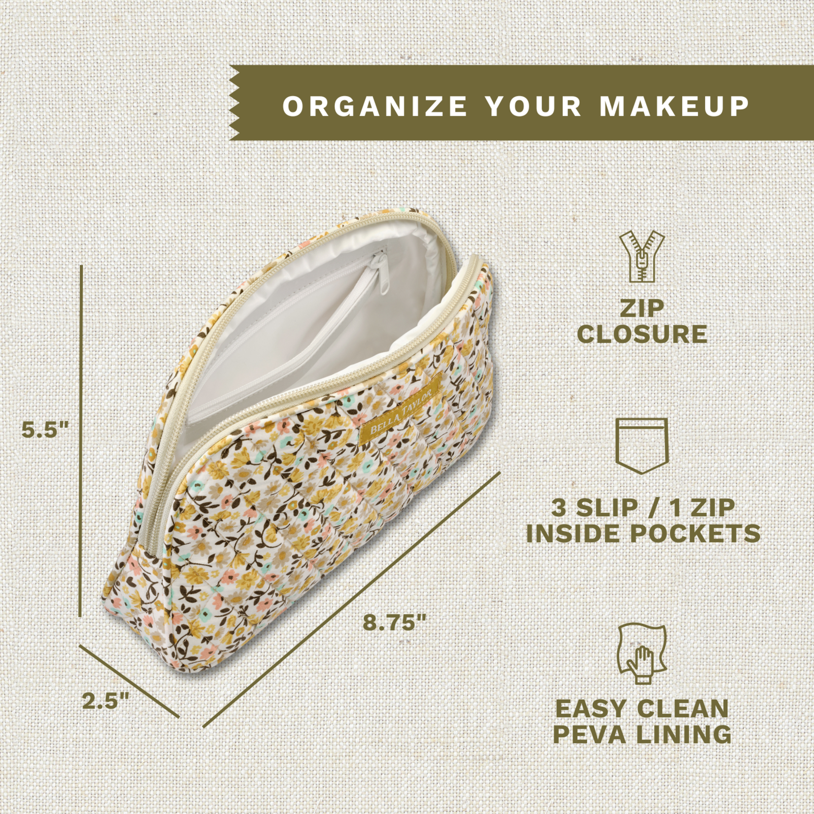 Bella Taylor Cosmetic Pouch - Prairie Meadow