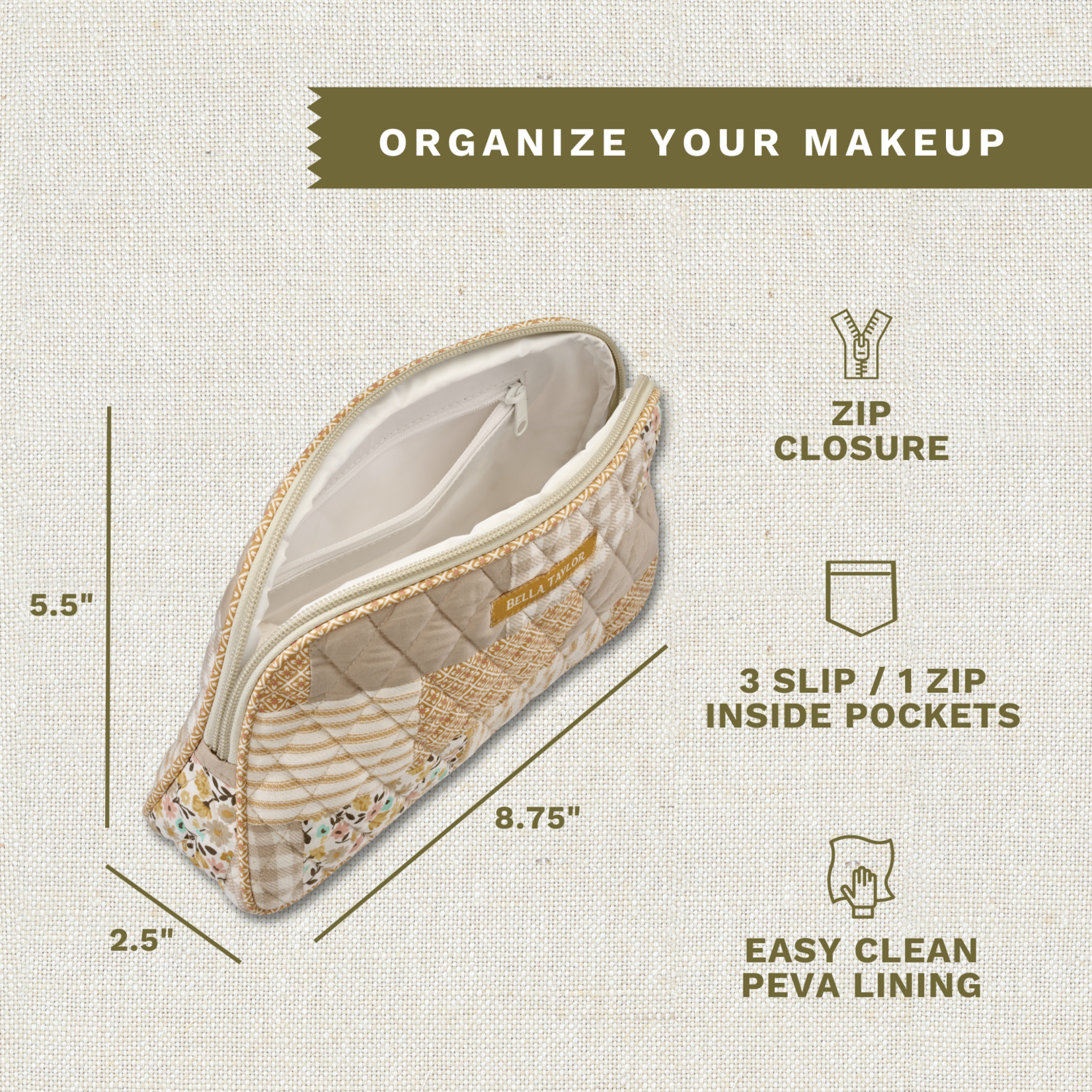 Bella Taylor Cosmetic Pouch - Prairie Meadow PATCH 2026