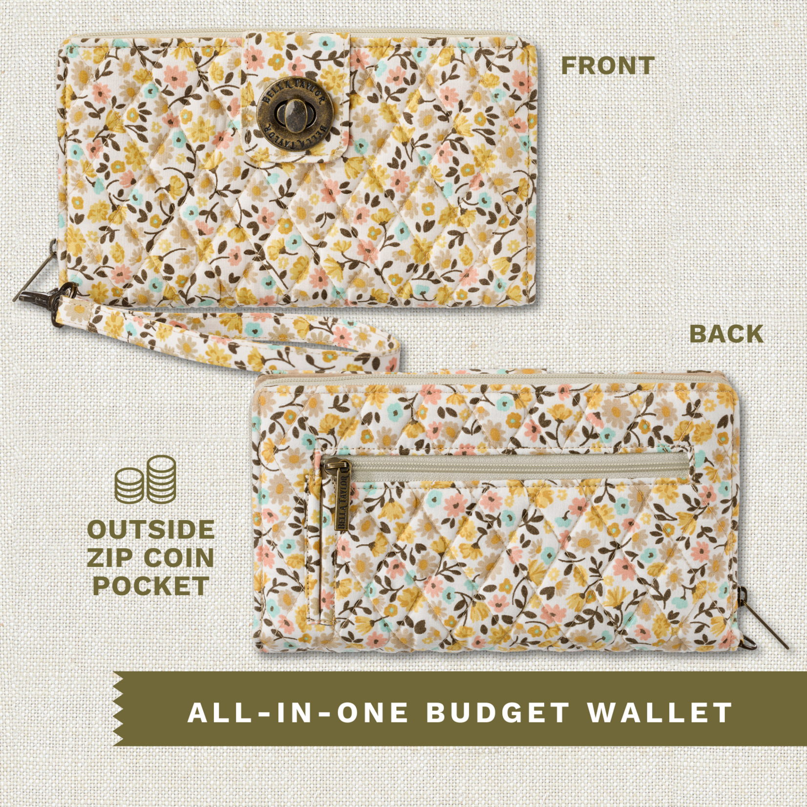 Bella Taylor RFID Cash System Wallet - Prairie Meadow 2026