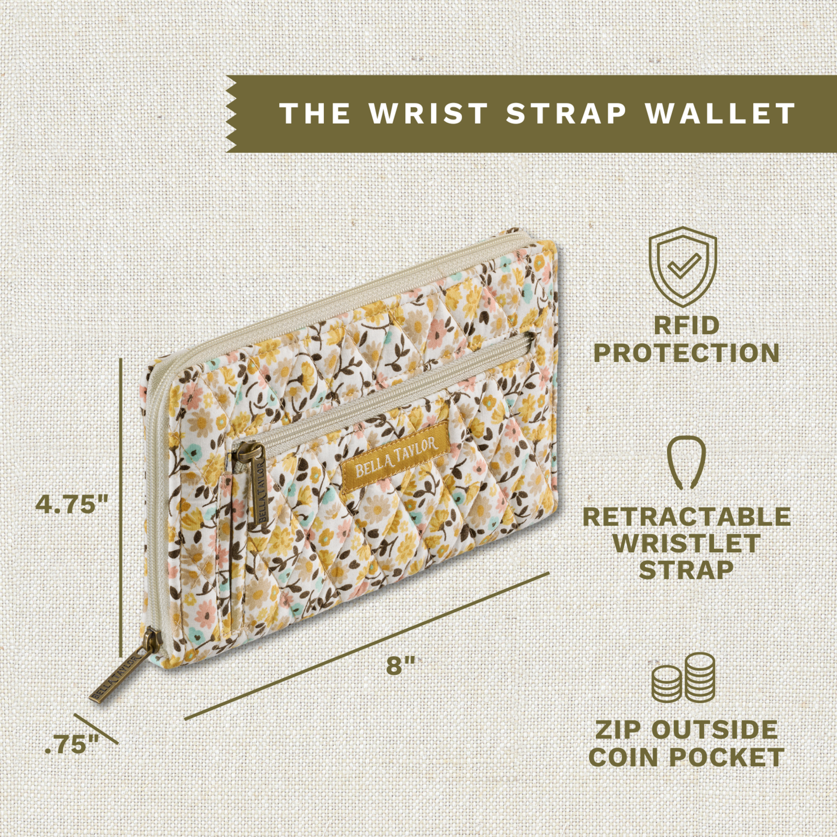 Bella Taylor RFID Wrist Strap Wallet - Prairie Meadow 2026
