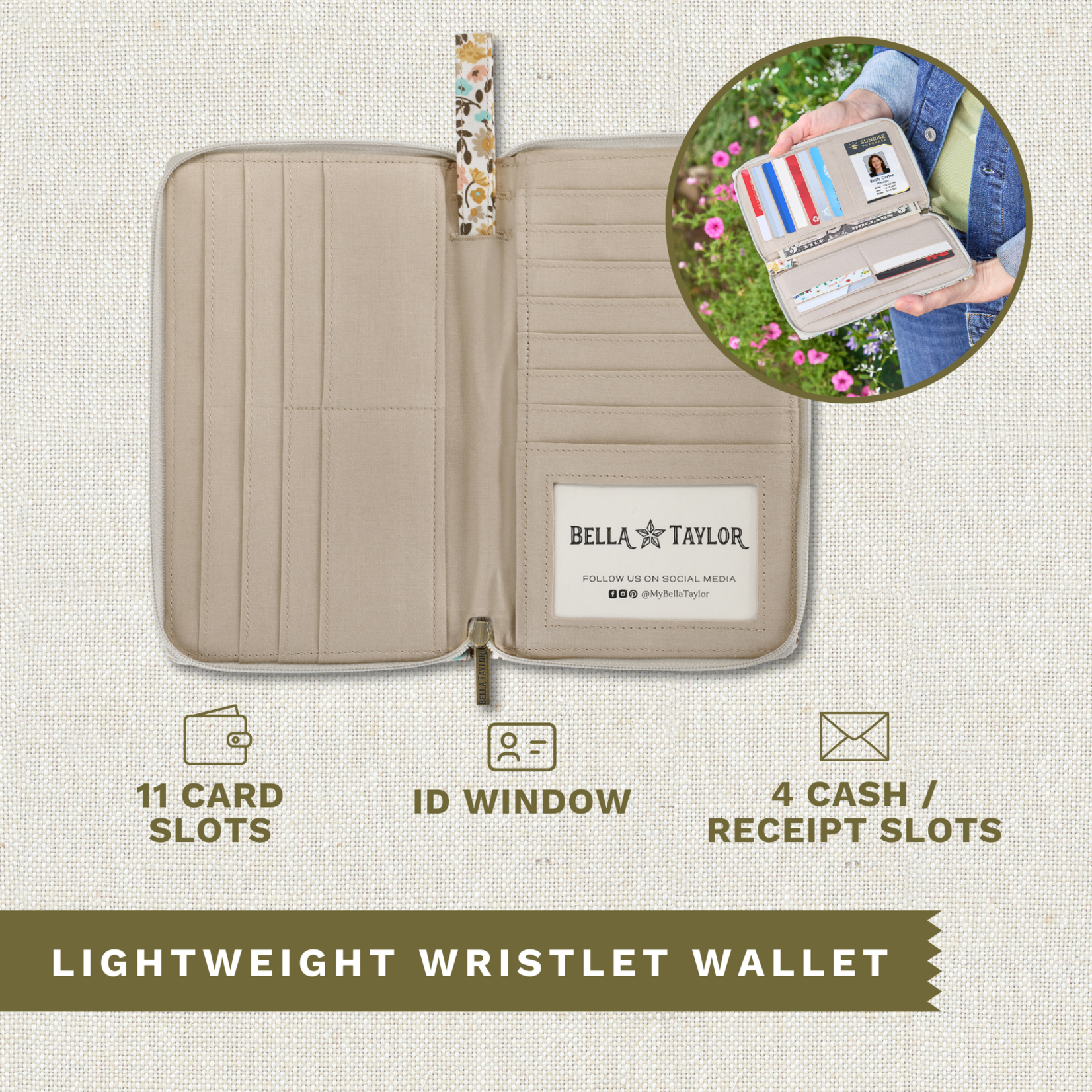Bella Taylor RFID Wrist Strap Wallet - Prairie Meadow 2026